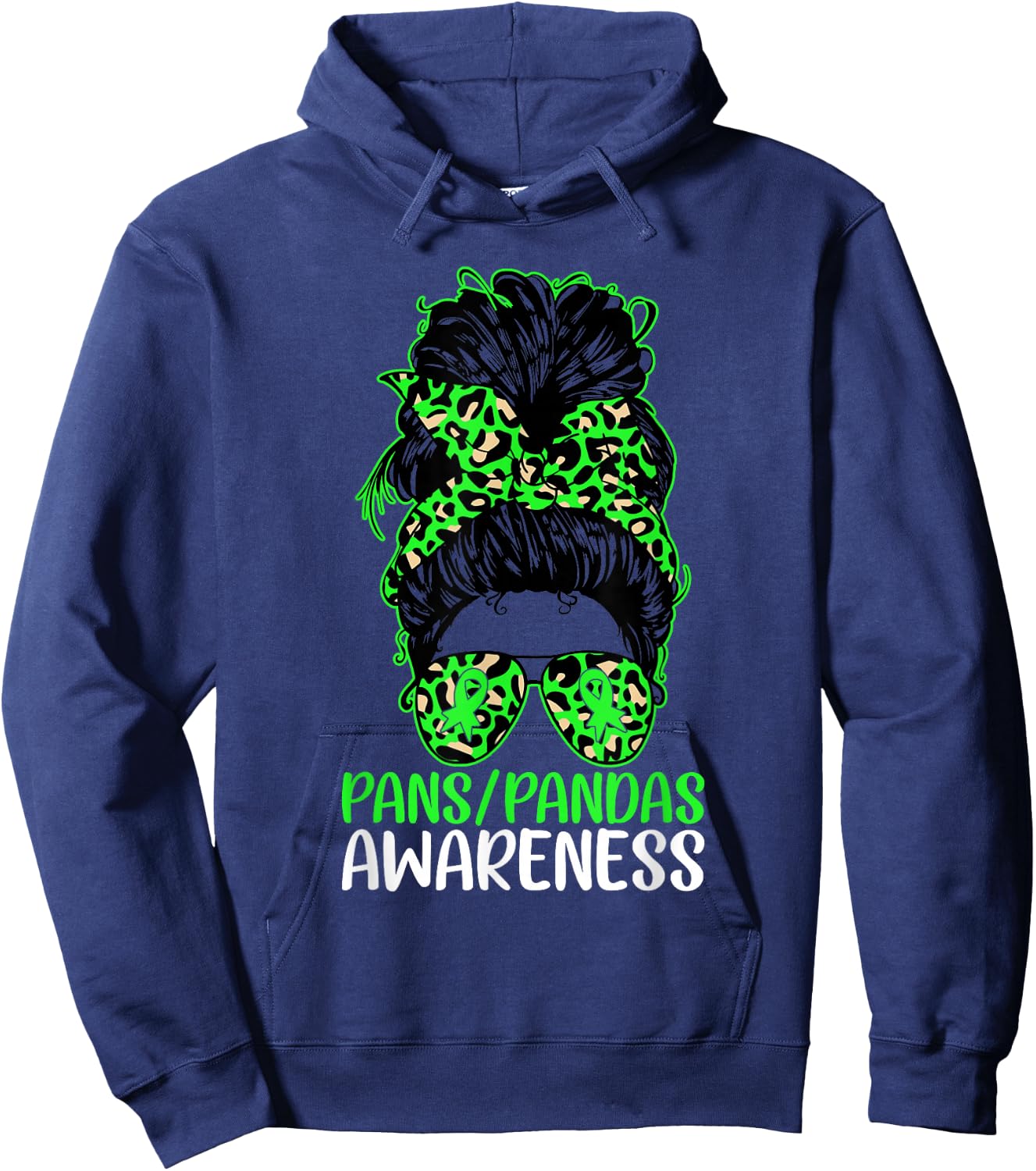 PANS-PANDAS Awareness Messy Bun PANS-PANDAS Awareness Hoodie - Hoodie | Navy