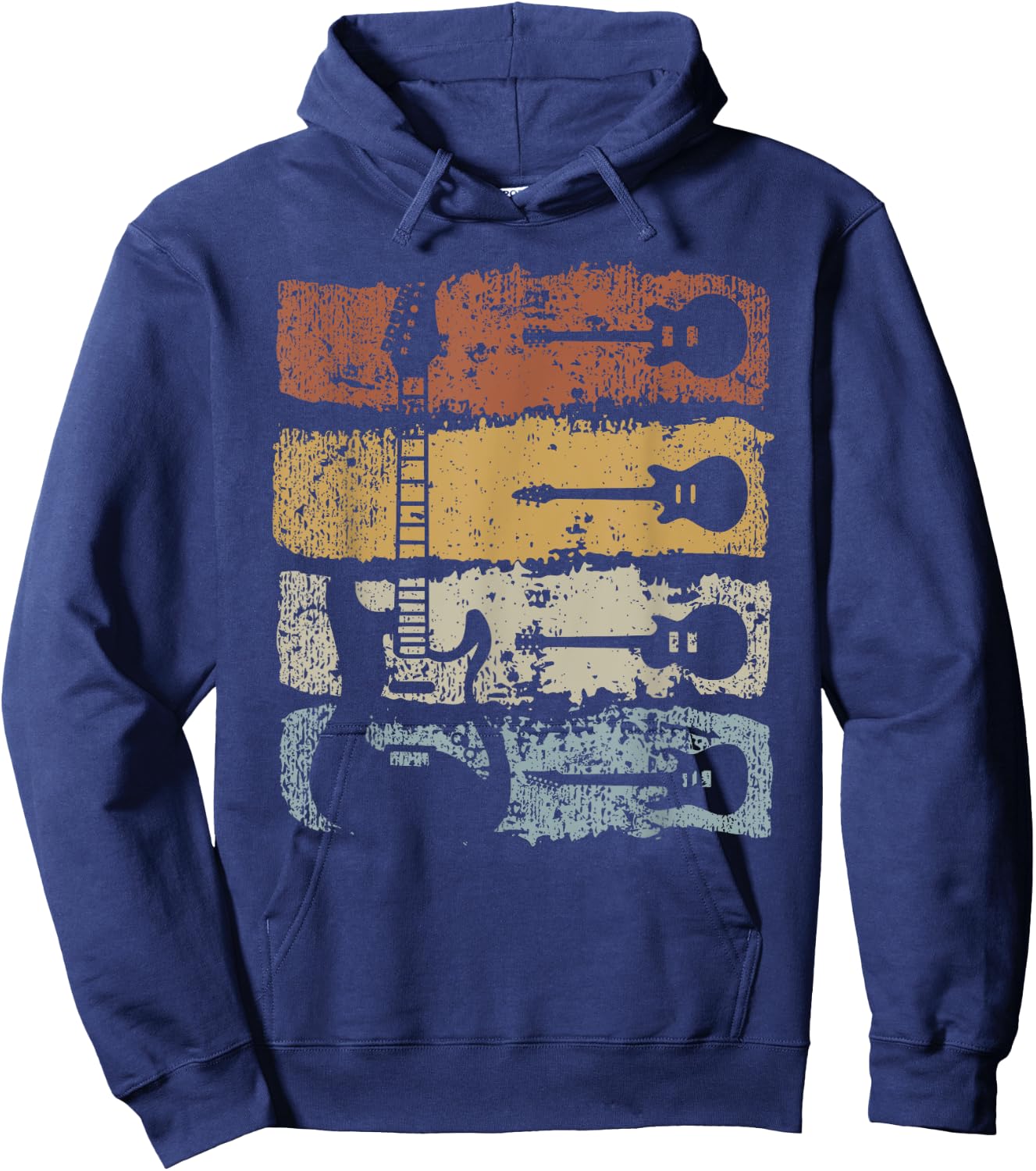 Guitar Player Rock Music Retro Guitar , black Hoodie - Hoodie | Navy