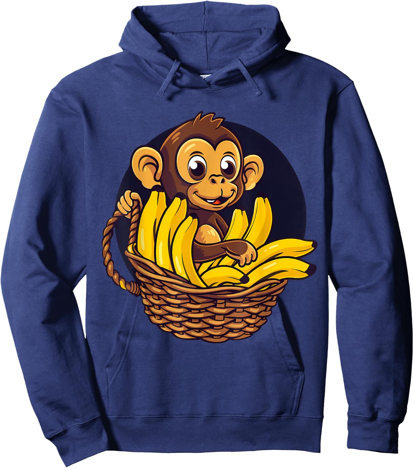 Banana Monkey Cute Monkey Drawing Bananas Fruit Artwork Hoodie - Hoodie | Navy