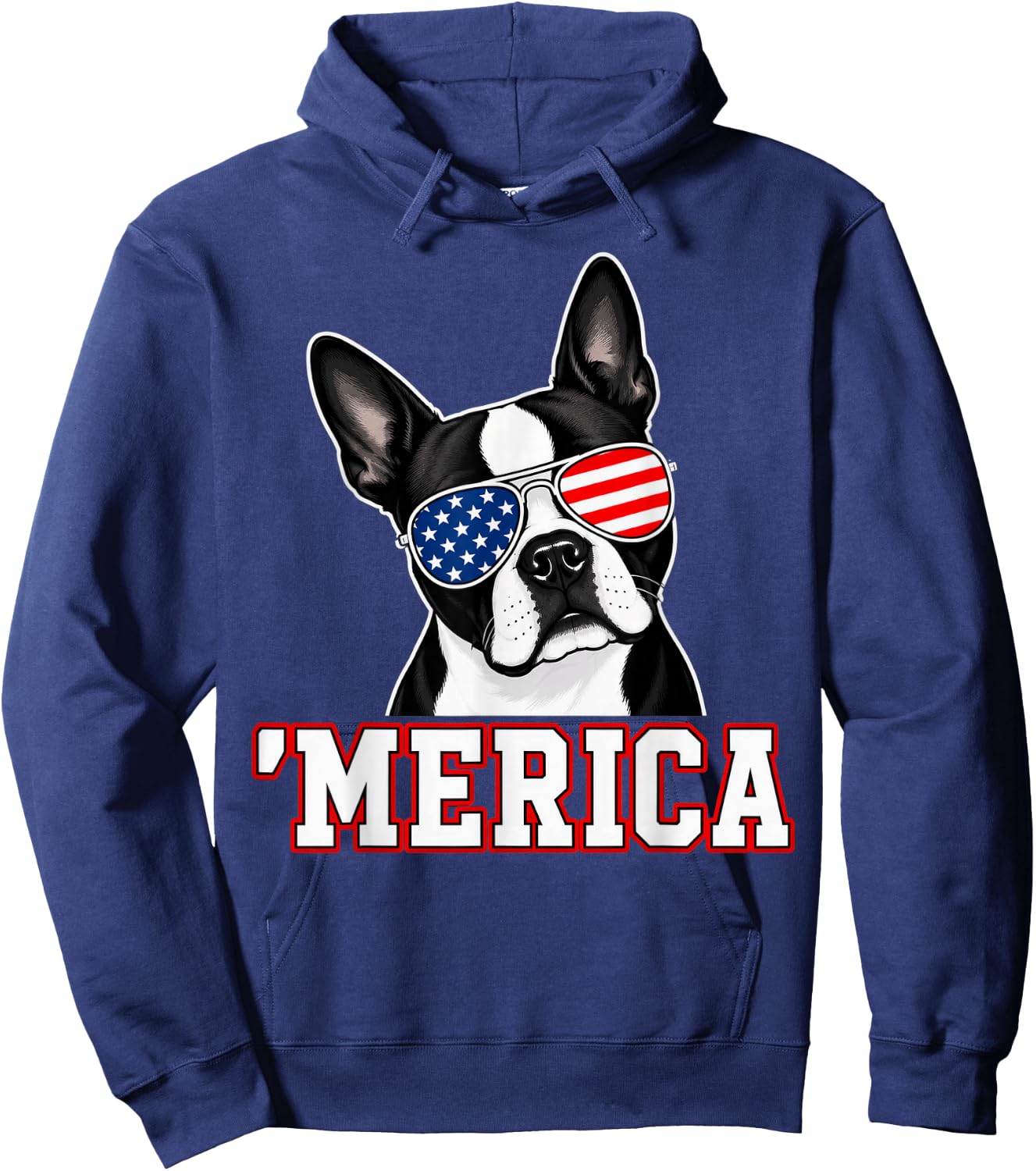 Merica Boston Terrier 4th of July Hoodie - Hoodie | Navy