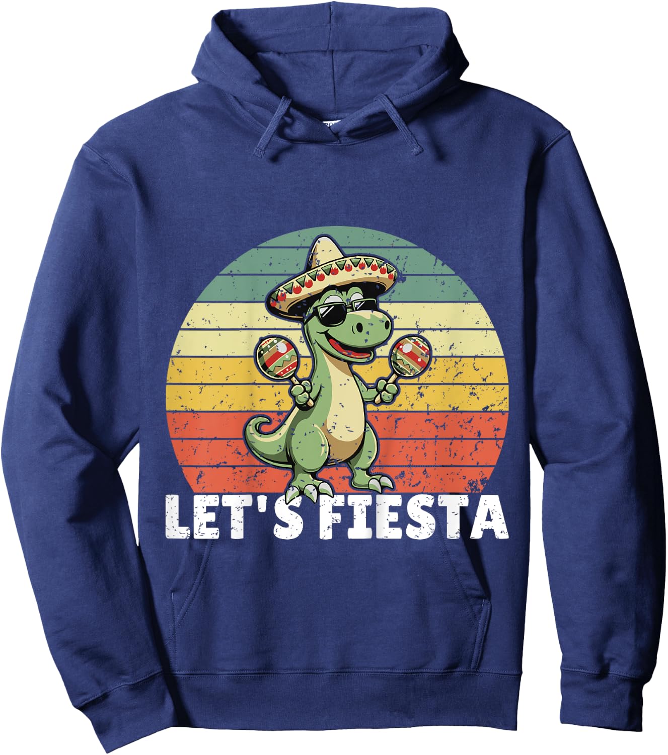 Kids Let’s Fiesta Mexican Dino Cinco De Mayo Toddler Boys Hoodie - Hoodie | Navy