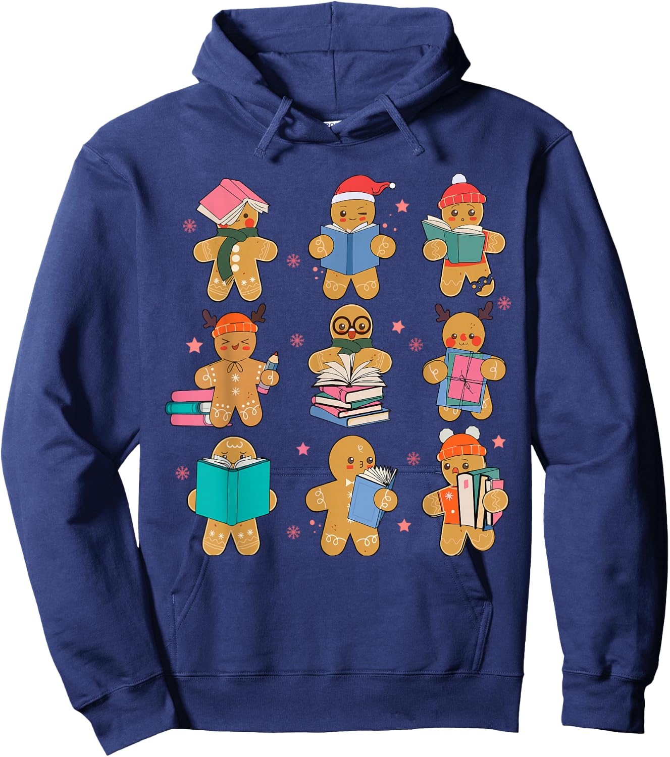 Gingerbreads Christmas Teacher Team Gingerbread Book Reading Hoodie - Hoodie | Navy