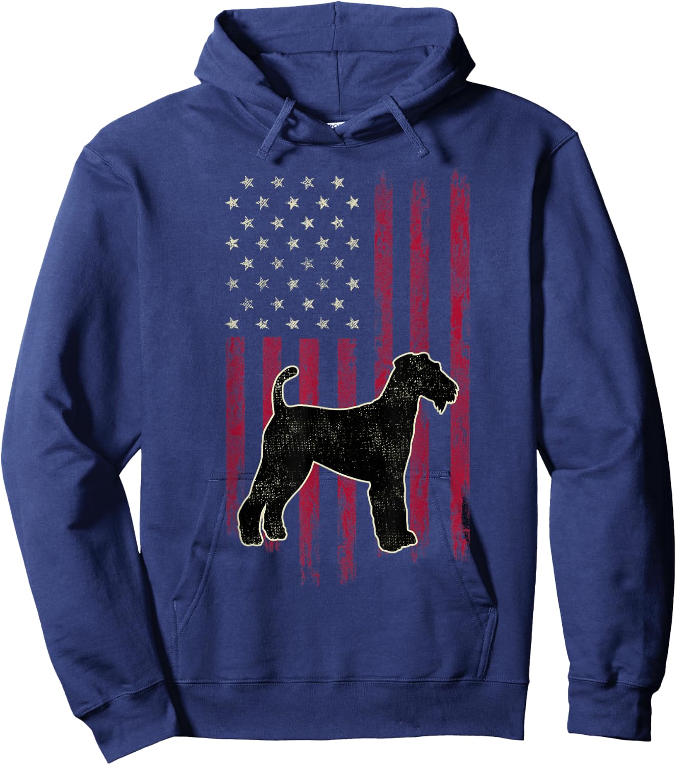 Airedale Terrier Dog Lovers American Flag 4th Of July Gift Hoodie - Hoodie | Navy