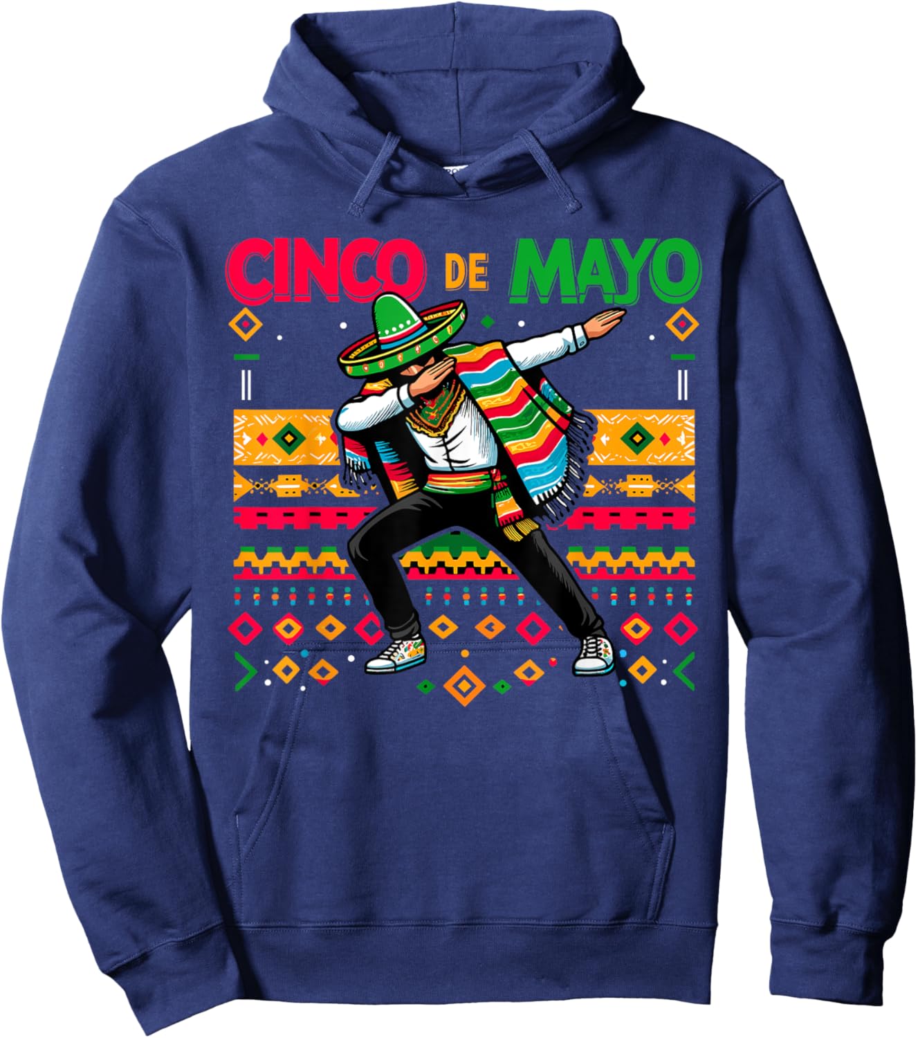 Dabbing Mexican Poncho Cinco De Mayo Fiesta Hoodie - Hoodie | Navy