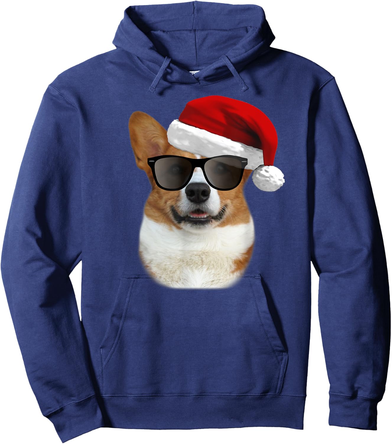 Corgi Christmas Shirt , Men & Kids - Corgi Santa Hoodie - Hoodie | Navy