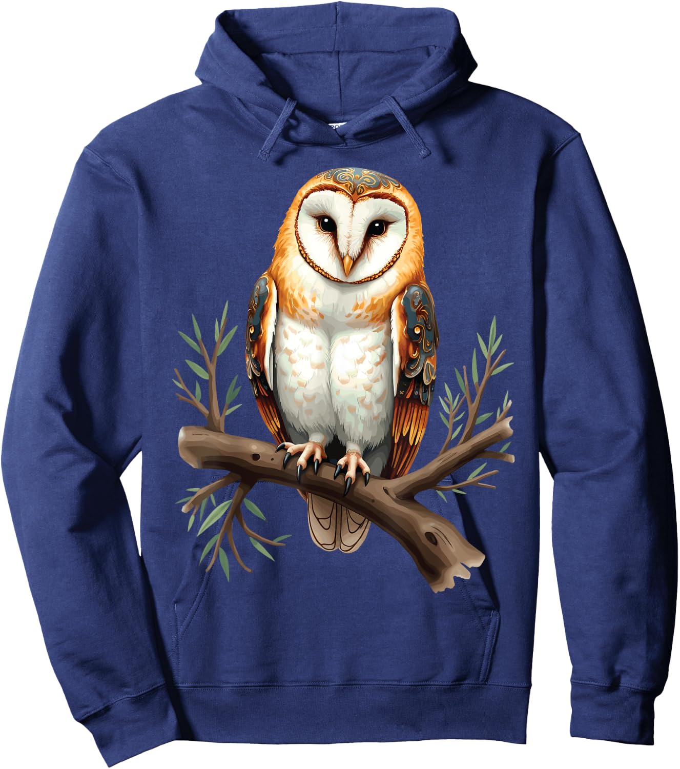 Perched Owl, Owl Illustration Hoodie - Hoodie | Navy