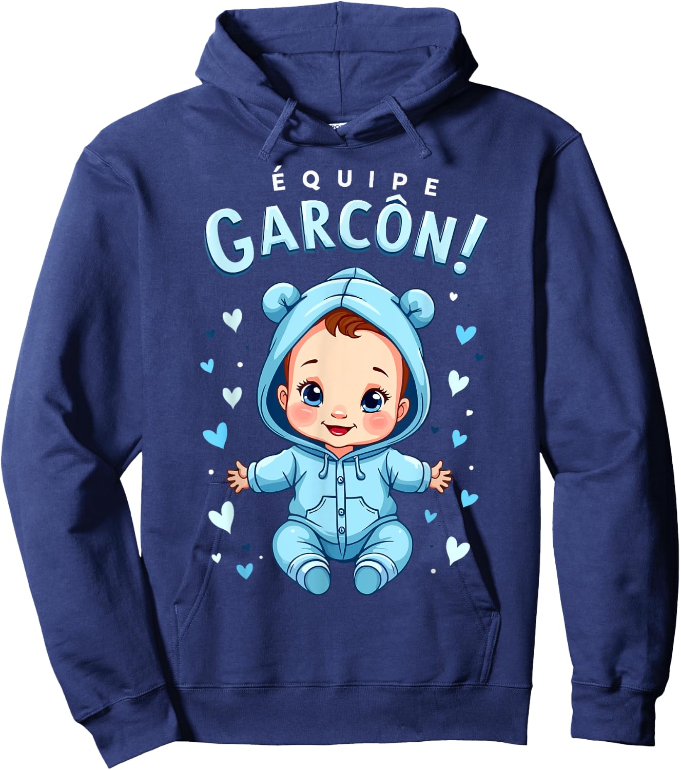 Gender Revelation Team Boy Humor Baby Shower Hoodie - Hoodie | Navy