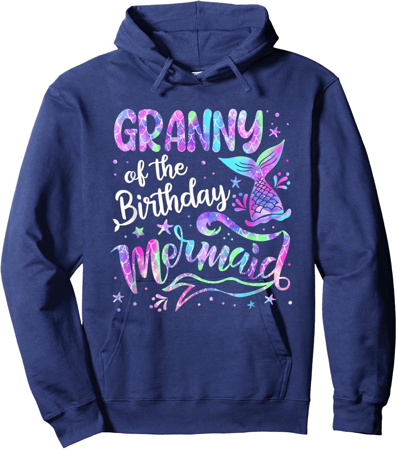 Granny Of The Birthday Mermaid Family Matching Birthday Hoodie - Hoodie | Navy