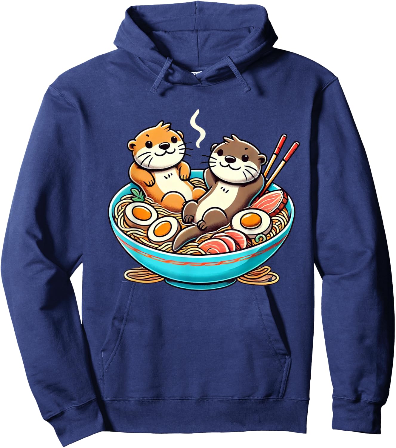 Kawaii Otter Shirt Japanese Ramen noodles Soup Otter Lover Hoodie - Hoodie | Navy