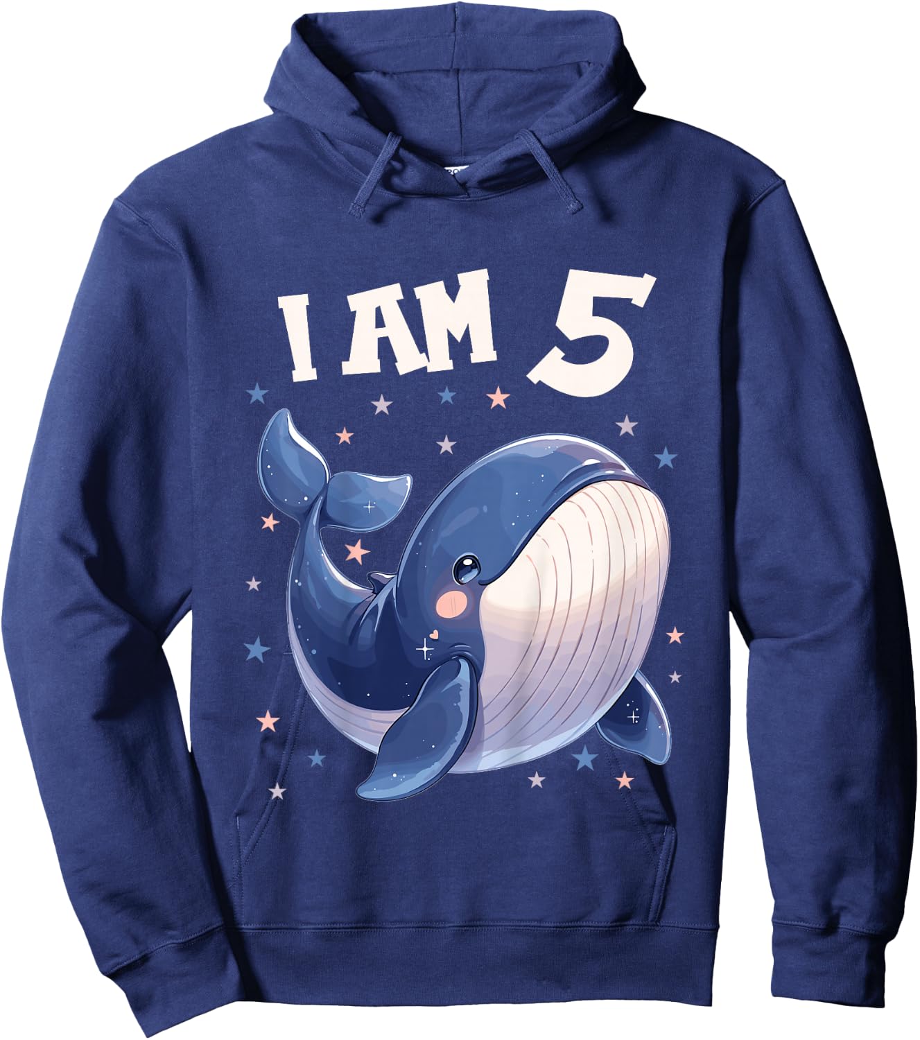5 Years old 5 birthday Blue Whales Boy Girl Blue Whale Hoodie - Hoodie | Navy