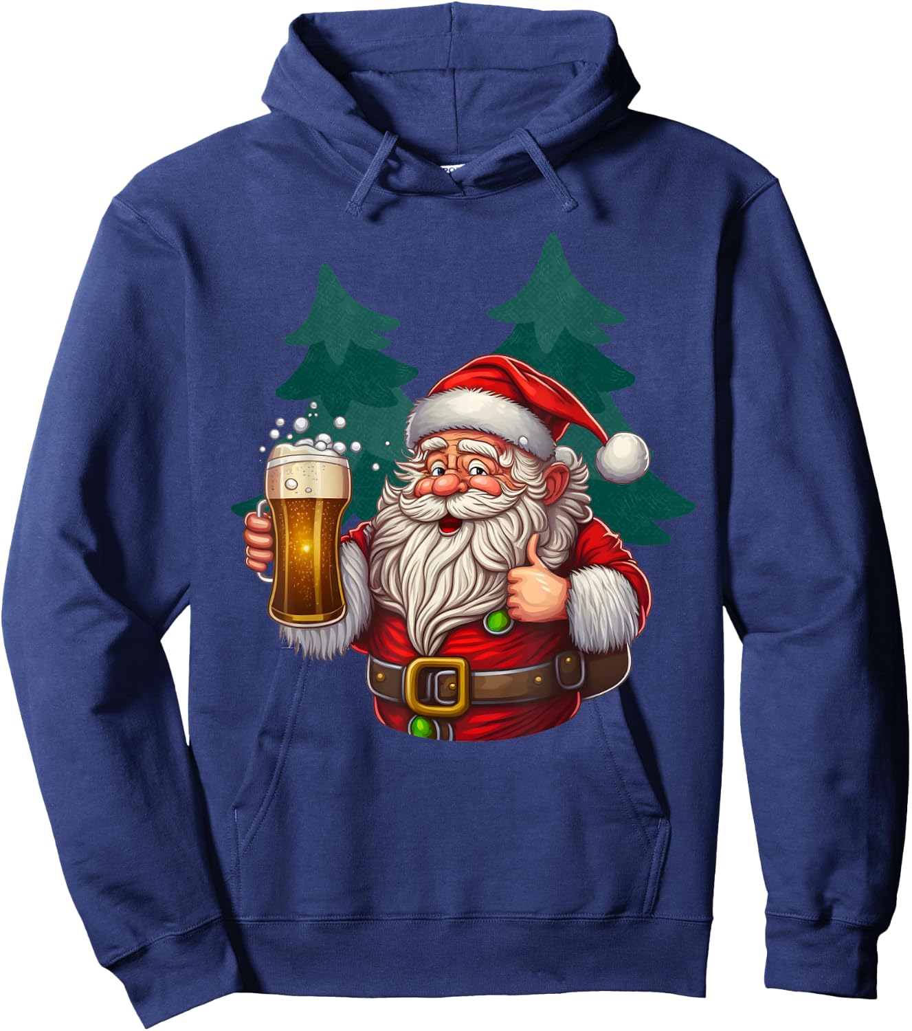 Funny Christmas Santa Drinking Beer Costume Hoodie - Hoodie | Navy