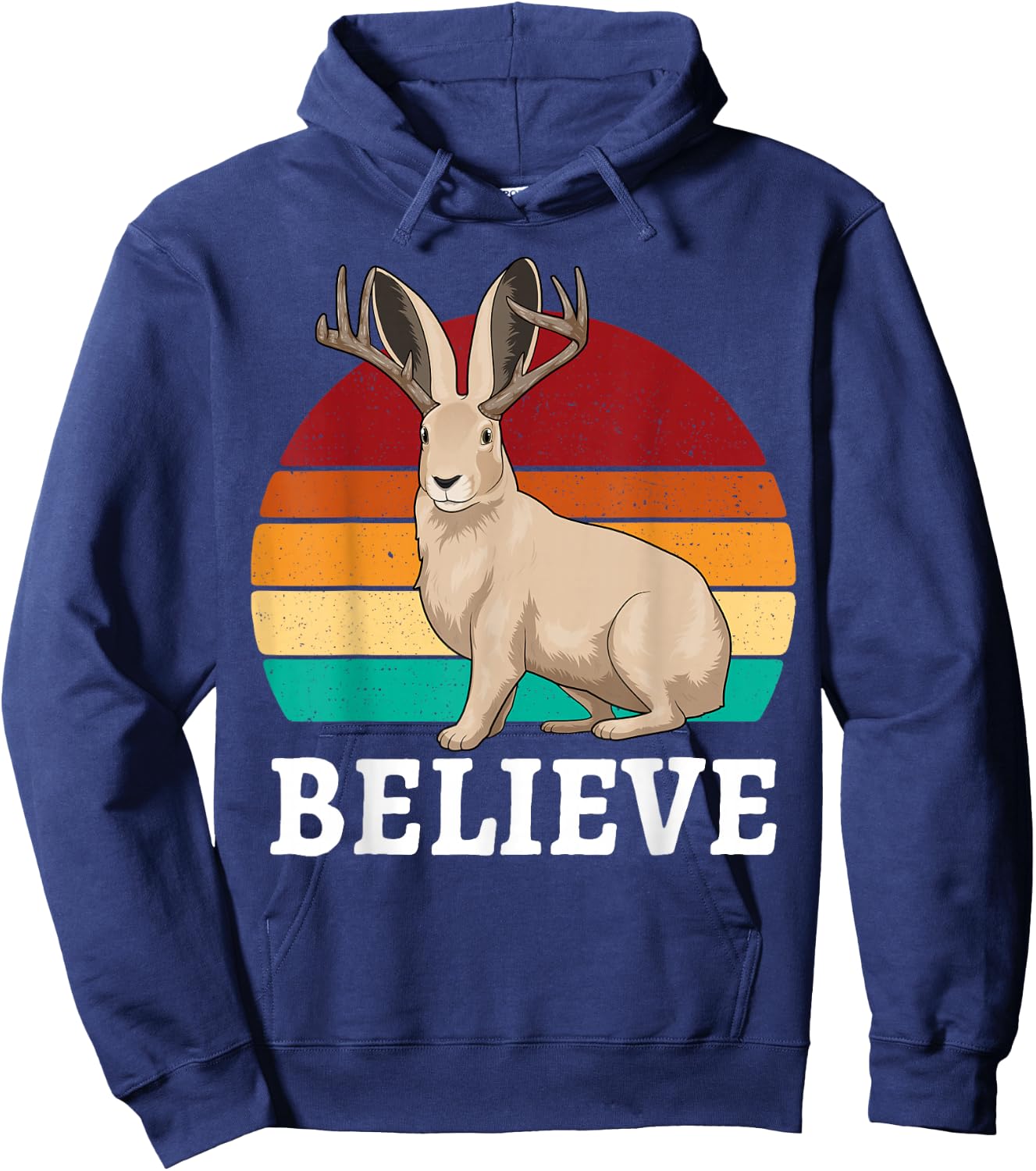 Cryptid Jackalope Shirt - Jackrabbit Believe Rabbit Bunny Hoodie - Hoodie | Navy