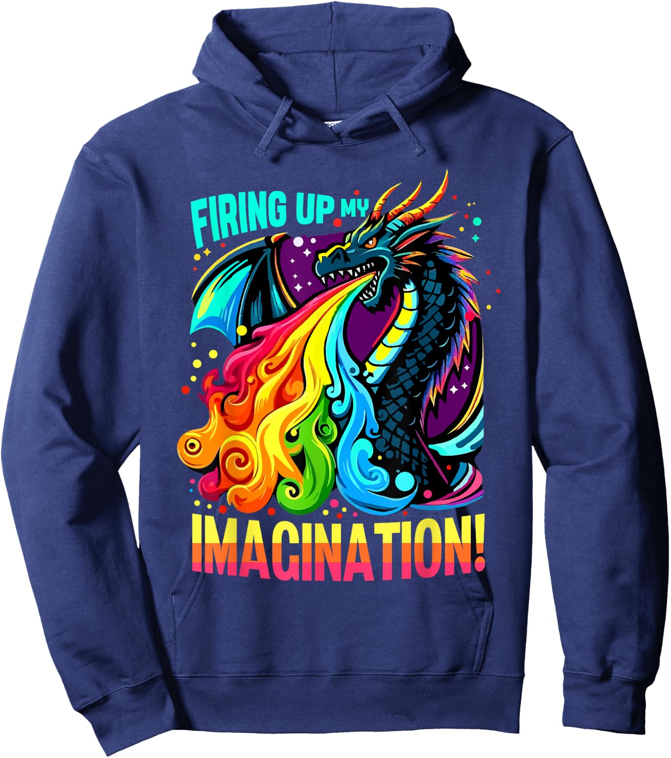 Firing Up My Imagination Colorful Dragon Creativity Hoodie - Hoodie | Navy
