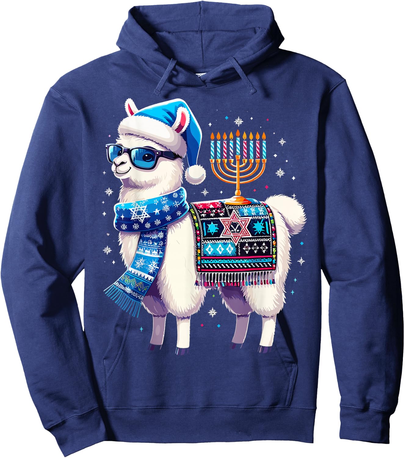 Hanukkah Llama Alpaca Chanukah Hoodie - Hoodie | Navy