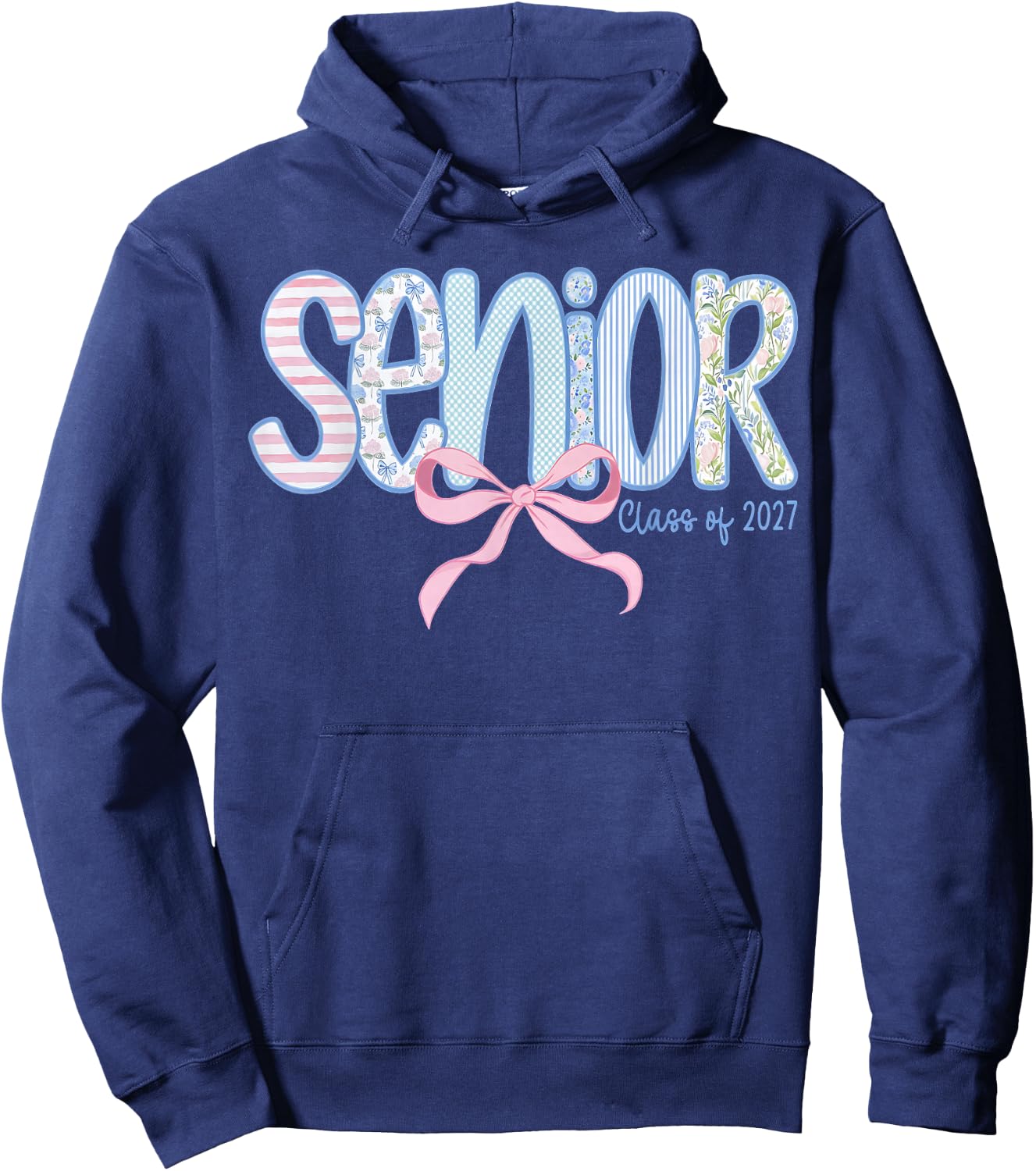 Girl Senior 2027 Class of 2027 Coquette Bow Graduation Grad Hoodie - Hoodie | Navy
