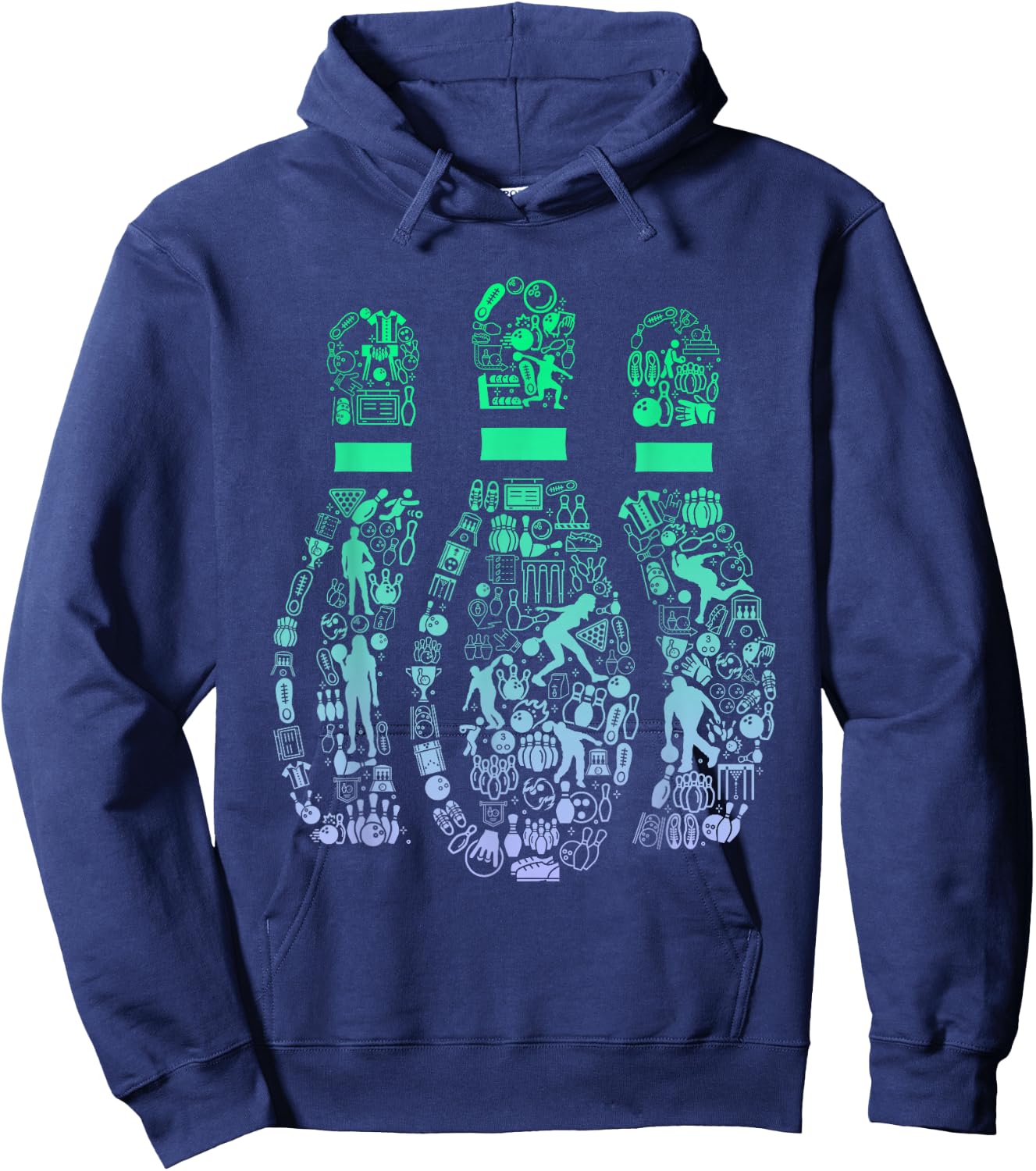 Bowling Pin for Bowler | Bowling Team Girls' Bowling , black Hoodie - Hoodie | Navy