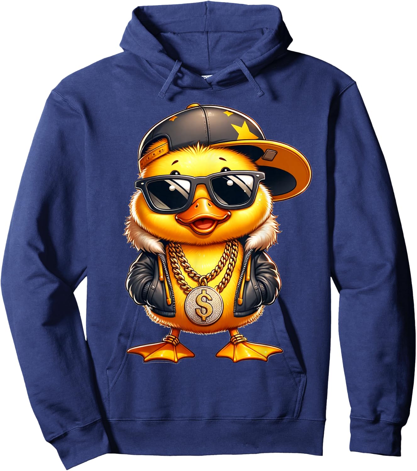 Entchen Designer Designs Cute Duckling Rapper , Children, Men, Women, Black, S Hoodie - Hoodie | Navy