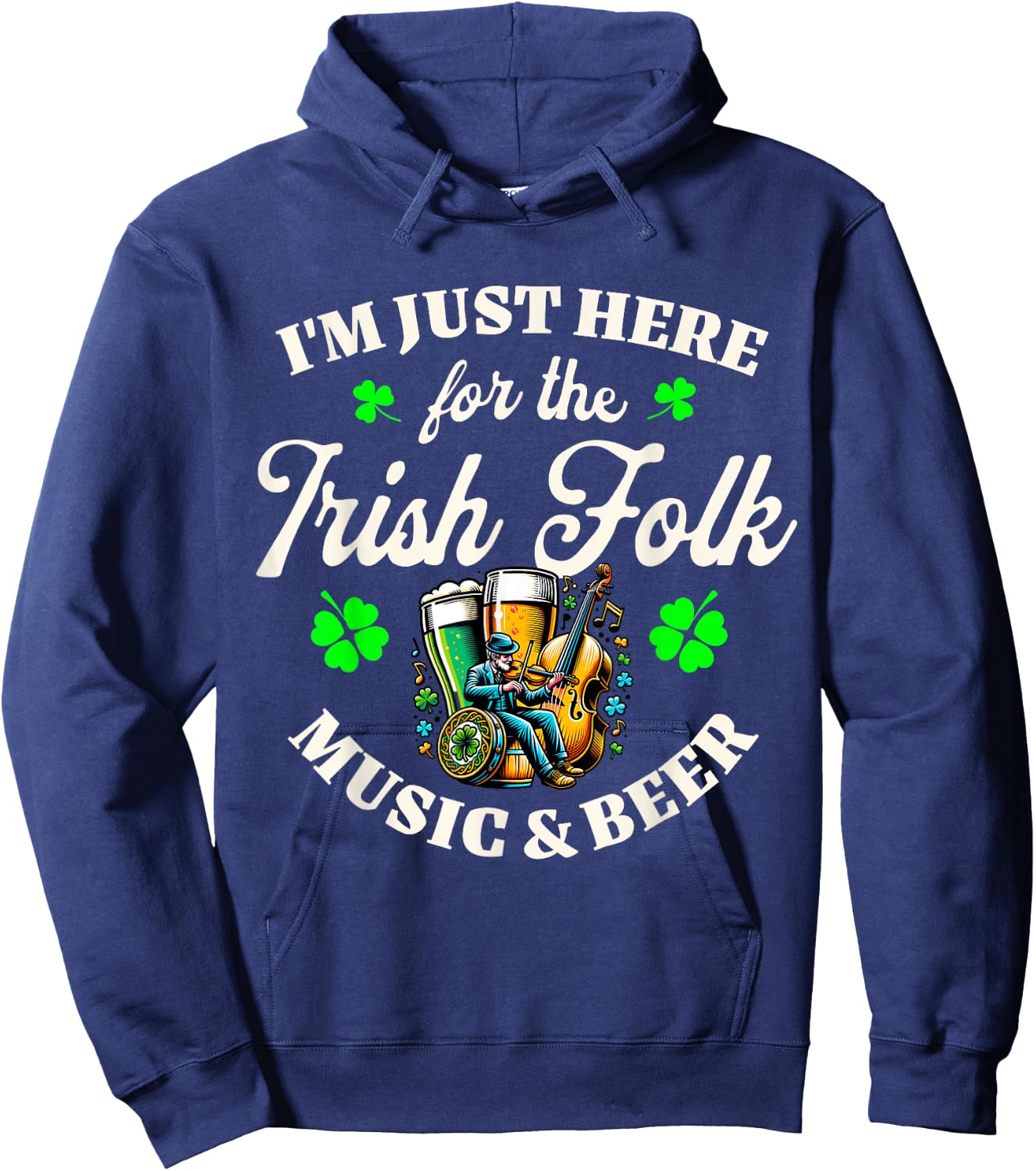 Saint Patricks Day Irish Folk Music , black Hoodie - Hoodie | Navy