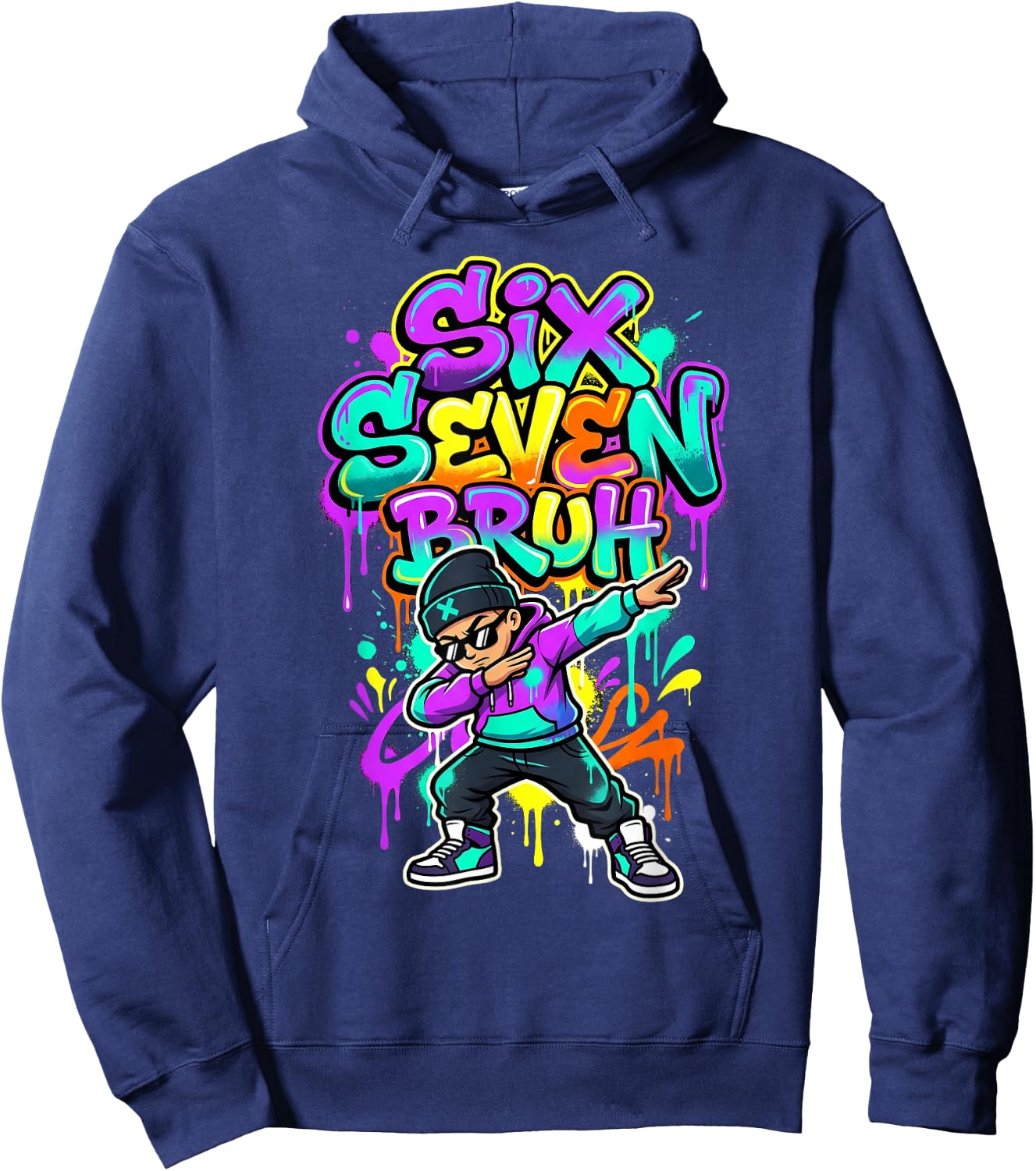 Six Seven 67 Schule Gen Alpha Slang Meme Hoodie - Hoodie | Navy