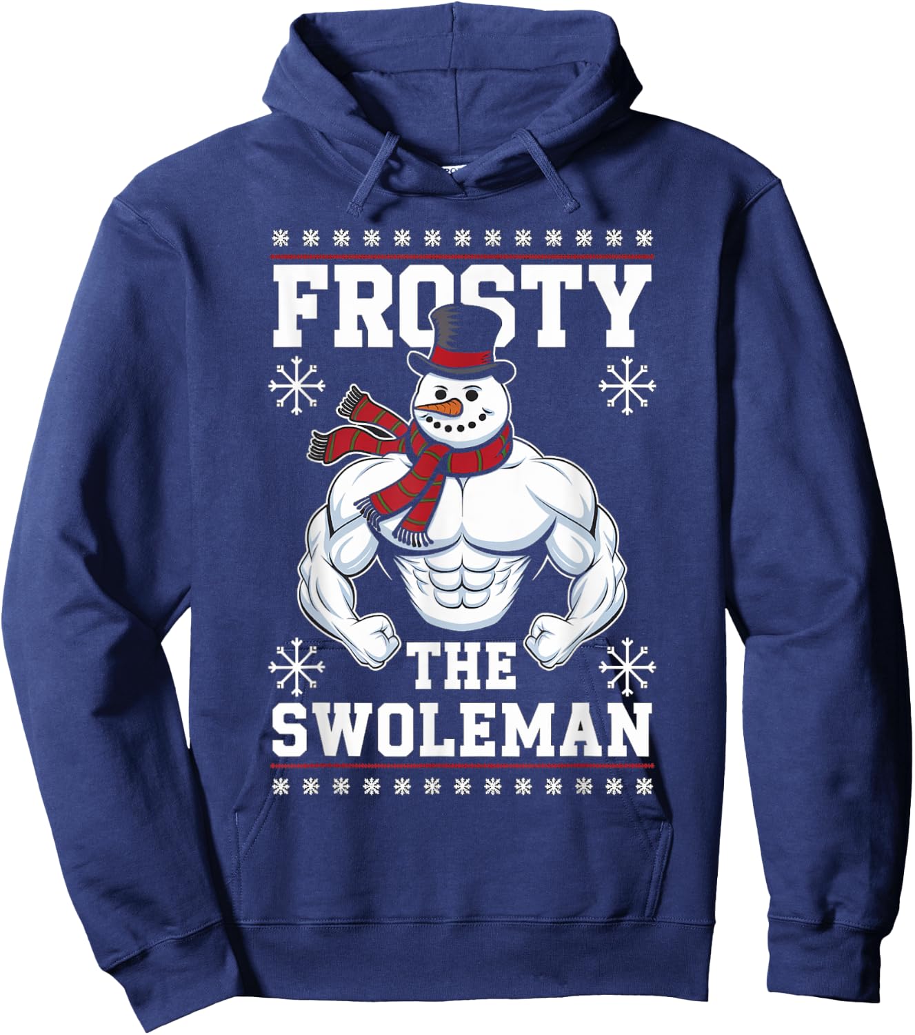 Frosty the Swoleman Christmas Gym Humor Hoodie - Hoodie | Navy