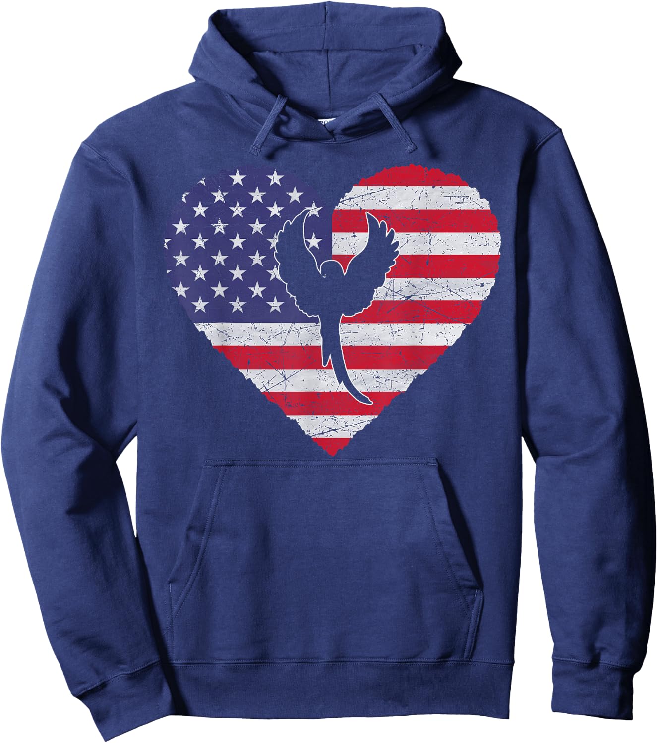 4th Of July Parrot American Flag Patriotic Kids Men Hoodie - Hoodie | Navy
