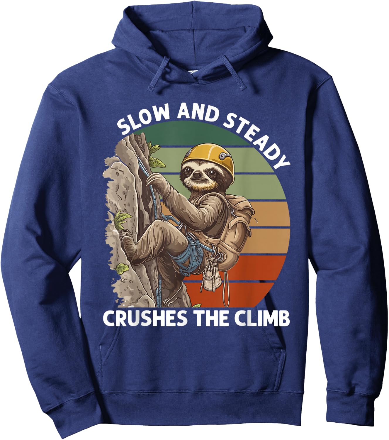 Bouldering Slow And Steady Sloth Rock Climbing Hoodie - Hoodie | Navy