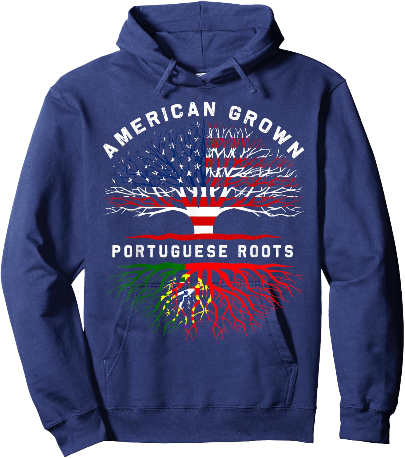 Portuguese Roots American Grown Tree Family Heritage Hoodie - Hoodie | Navy