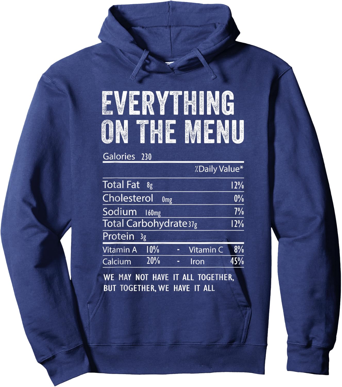 Everything On The Menu Nutrition Facts Thanksgiving Food Hoodie - Hoodie | Navy