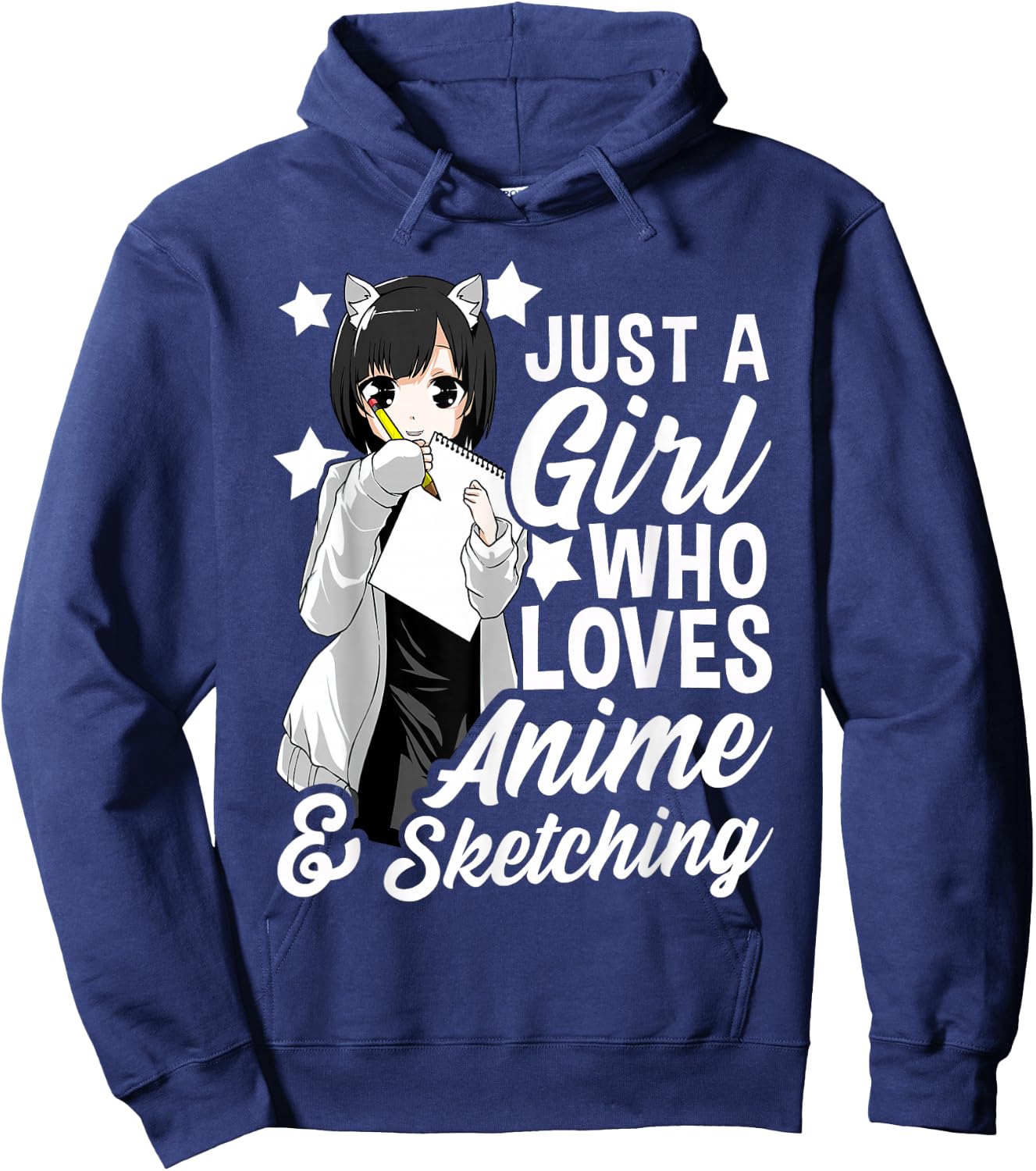 Just A Girl Who Loves Anime and Sketching Drawing Hoodie - Hoodie | Navy