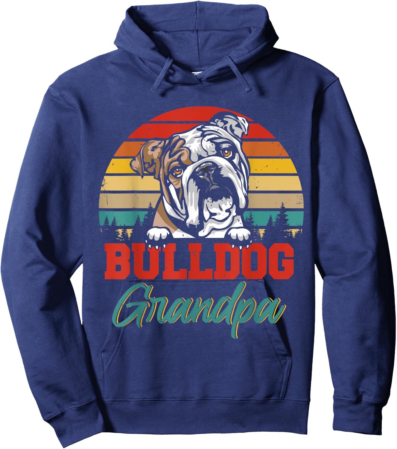 Vintage Retro Bulldog Grandpa Cool Father's Day Dog Lover Women Hoodie - Hoodie | Navy