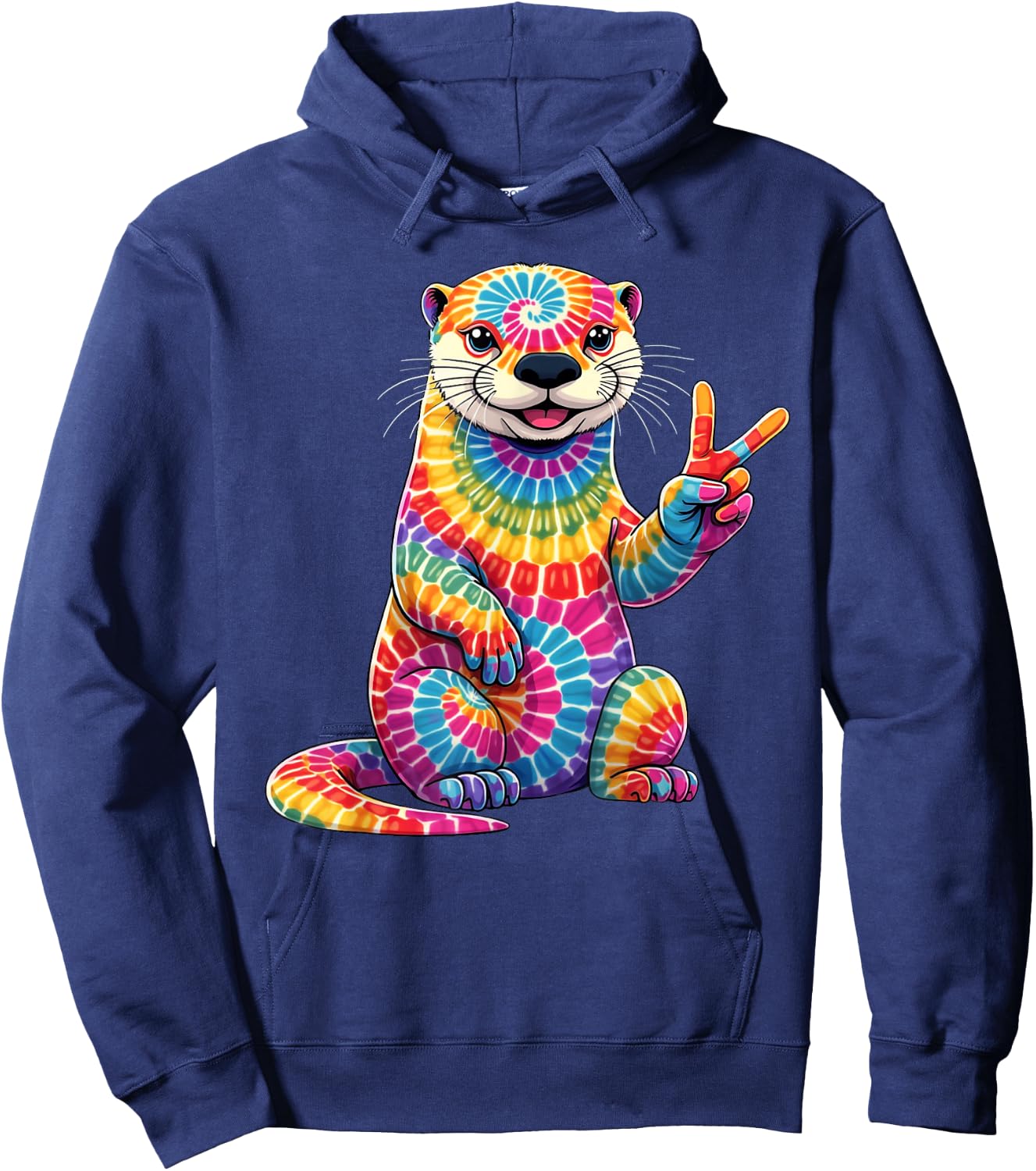 Tie Dye Otter Colorful Hippie Otter Rainbow Hoodie - Hoodie | Navy