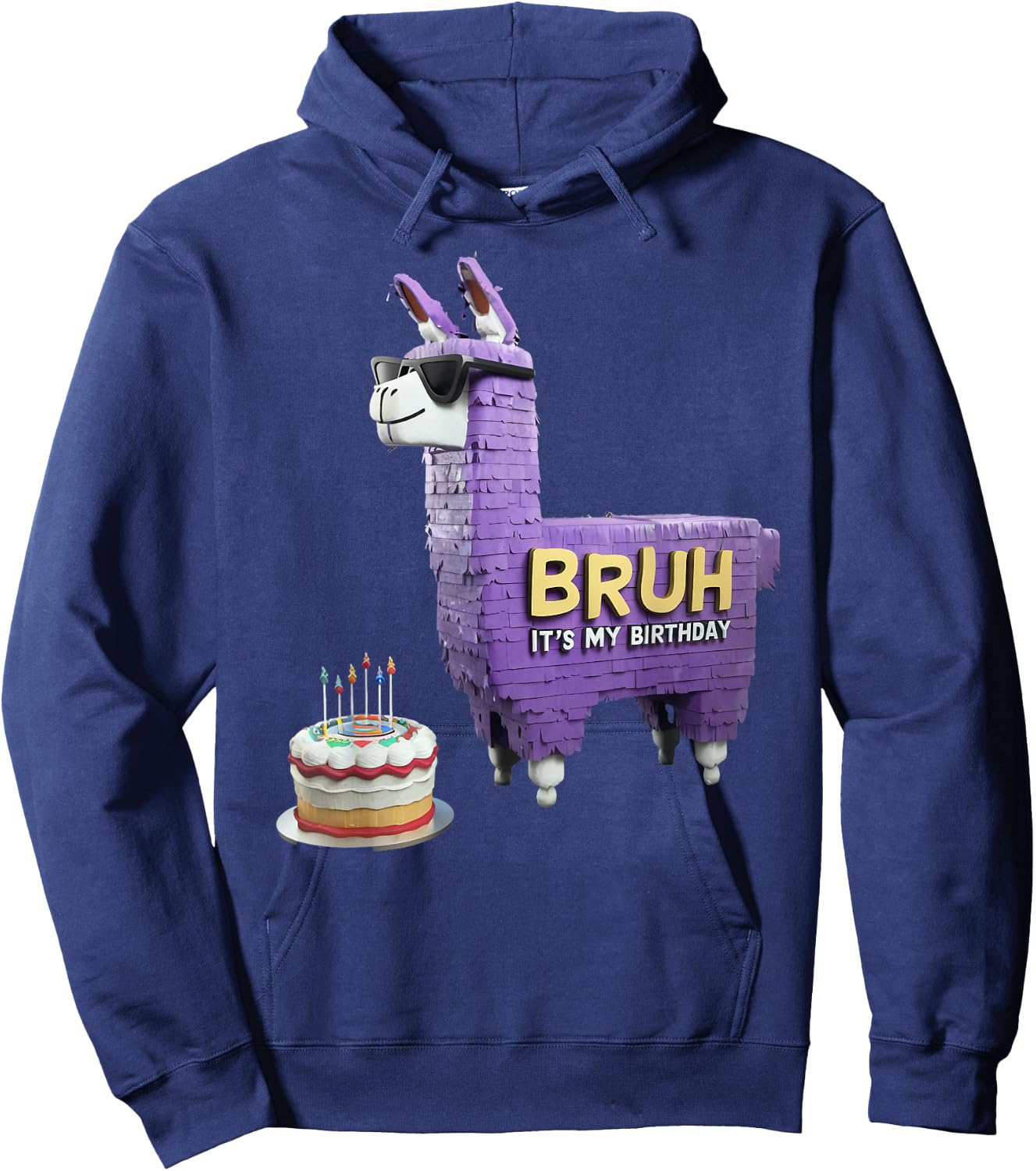 Bruh Its My Birthday Llama Pinata Boy Girl Family Party Bday Hoodie - Hoodie | Navy