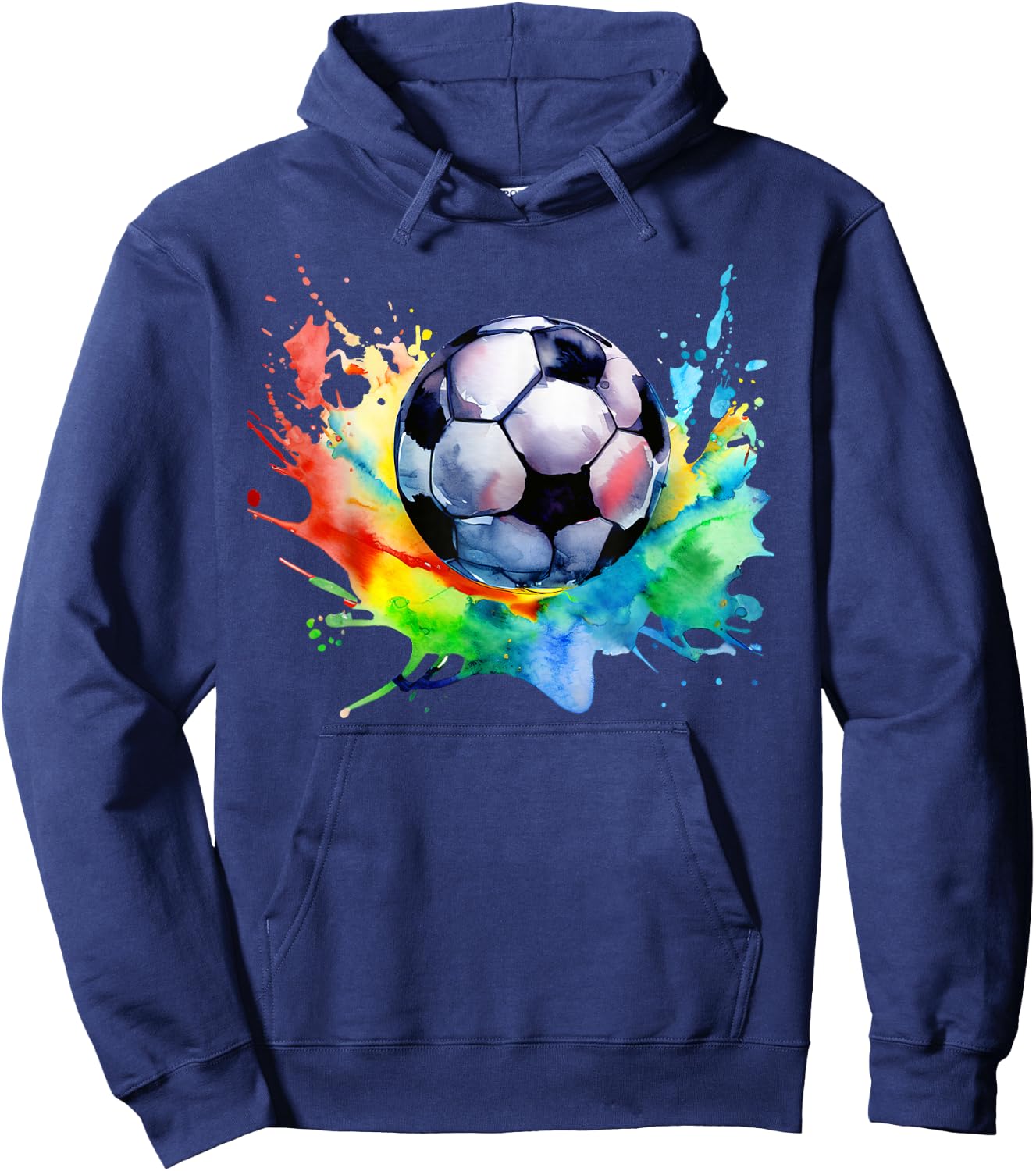 Football Watercolor Soccer Ball Artsy Splash Player Team Hoodie - Hoodie | Navy
