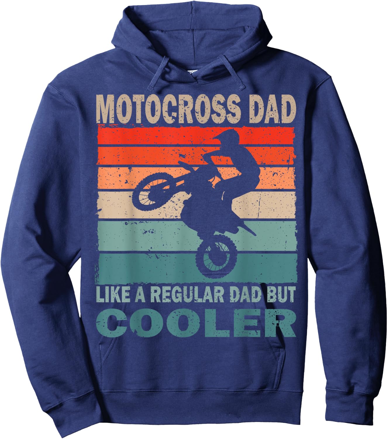 Retro vintage dirt bike dad motocross fan Father's Day Hoodie - Hoodie | Navy