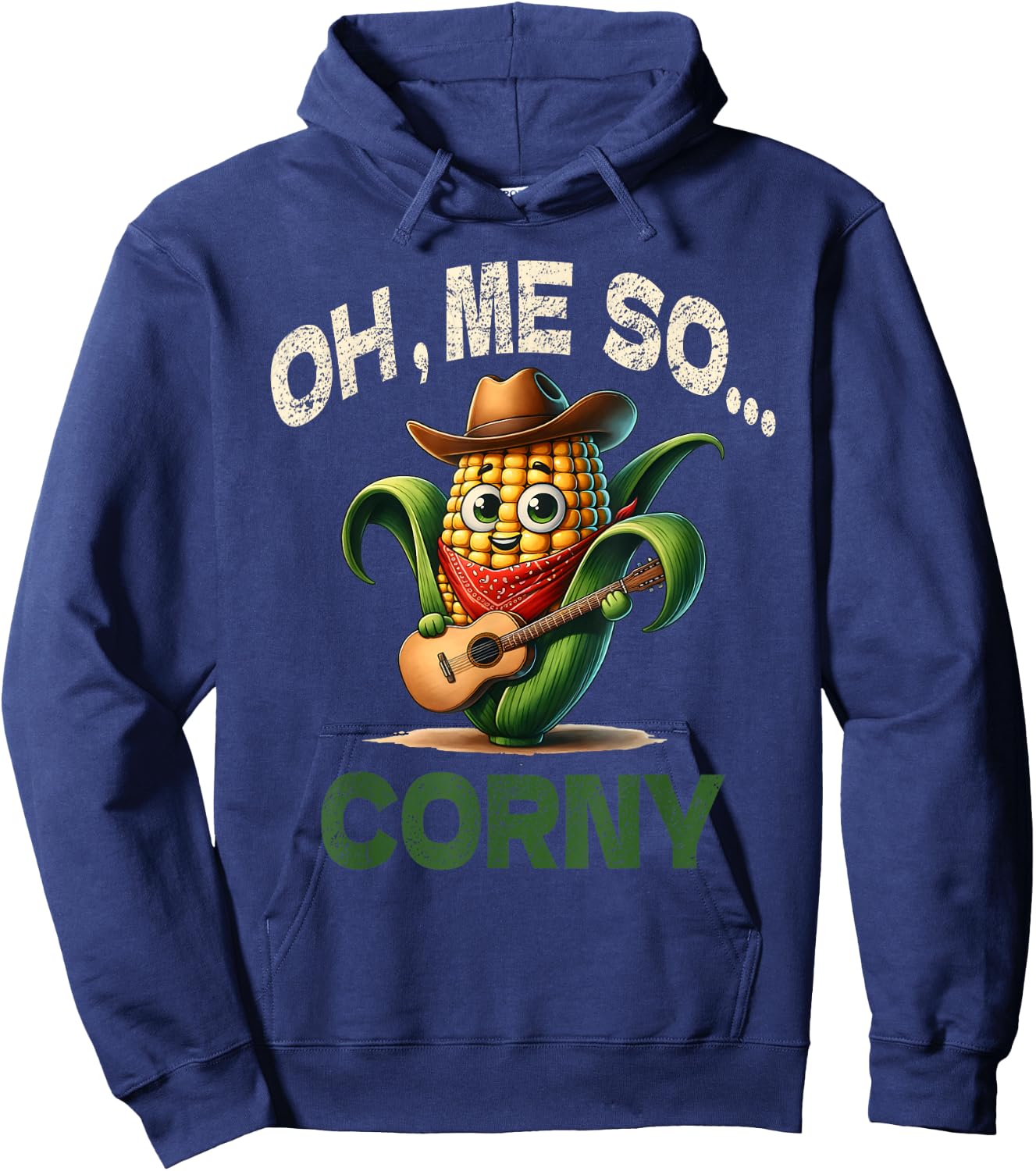 Funny Oh Me So Corny Guitar Shirt Cheesy Food Pun Gifts Hoodie - Hoodie | Navy