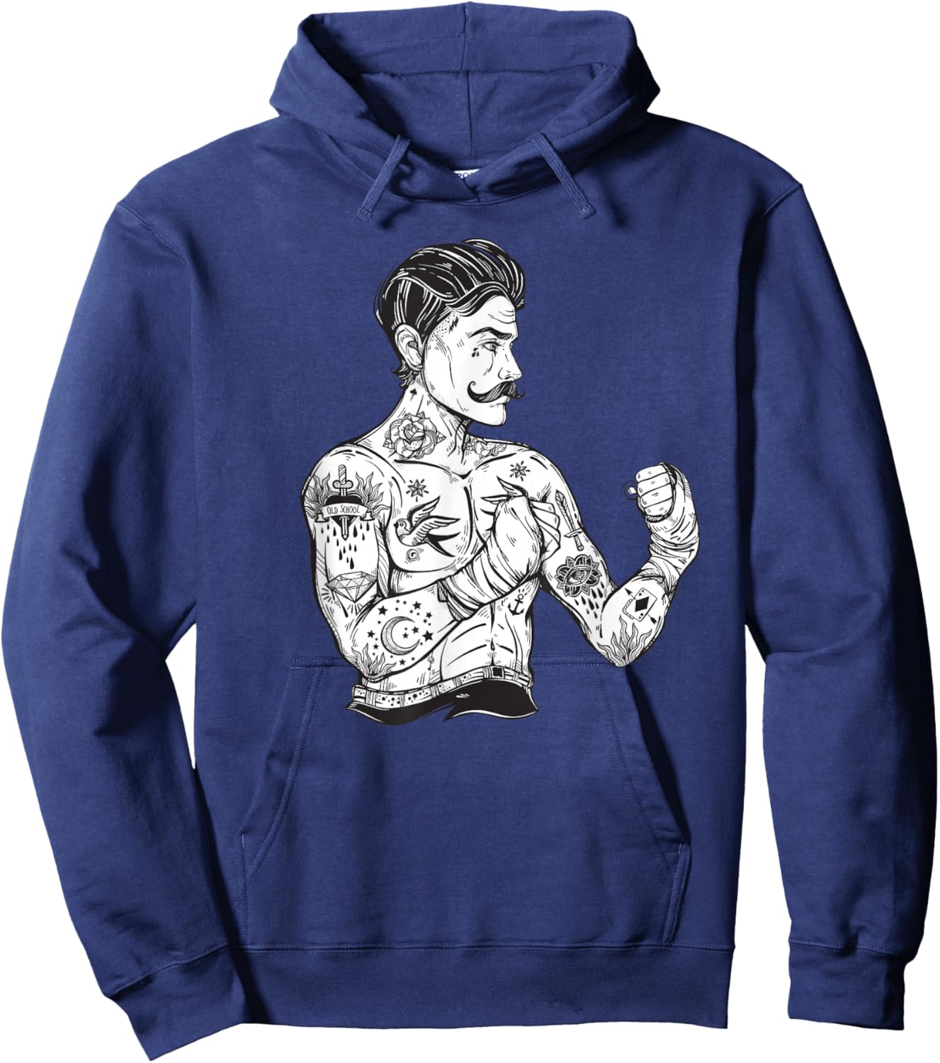 Vintage Boxing Champion Tattoo - Boho Ink Fighter Hoodie - Hoodie | Navy