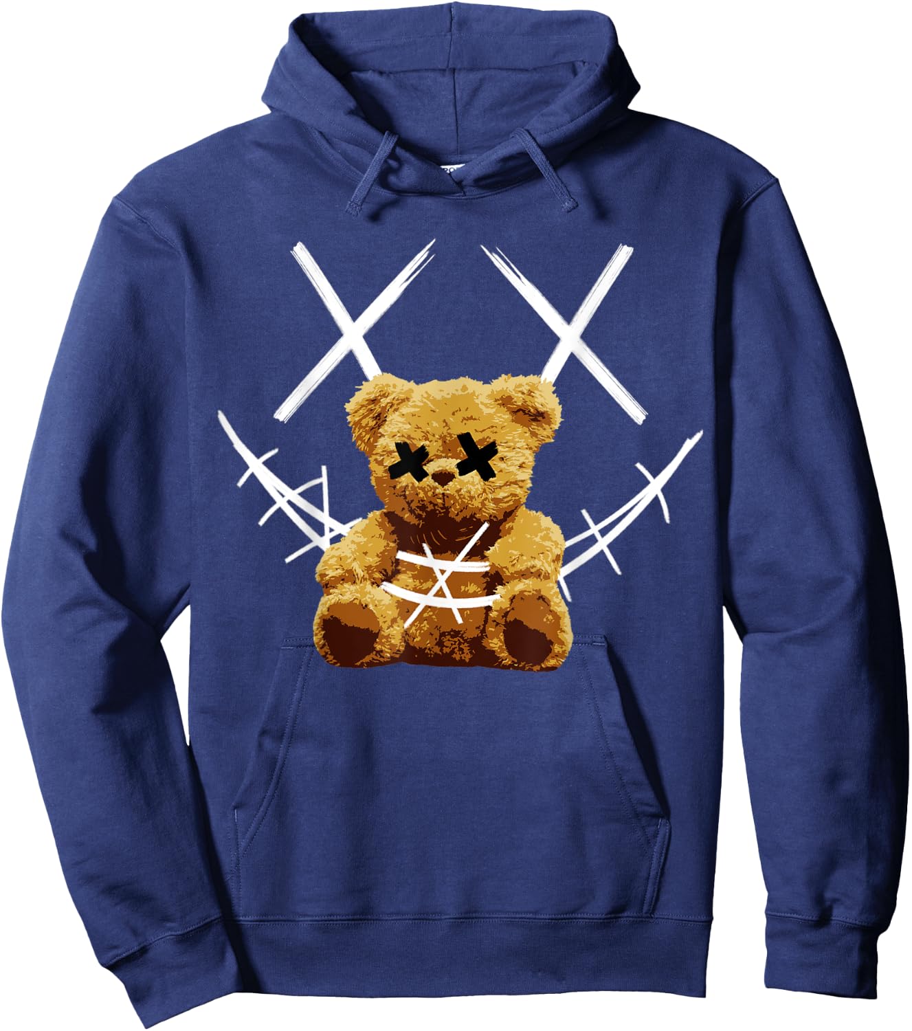 Niedlicher großer Regenbogen-Teddybär mit Stacheldraht-Gesicht Hoodie - Hoodie | Navy