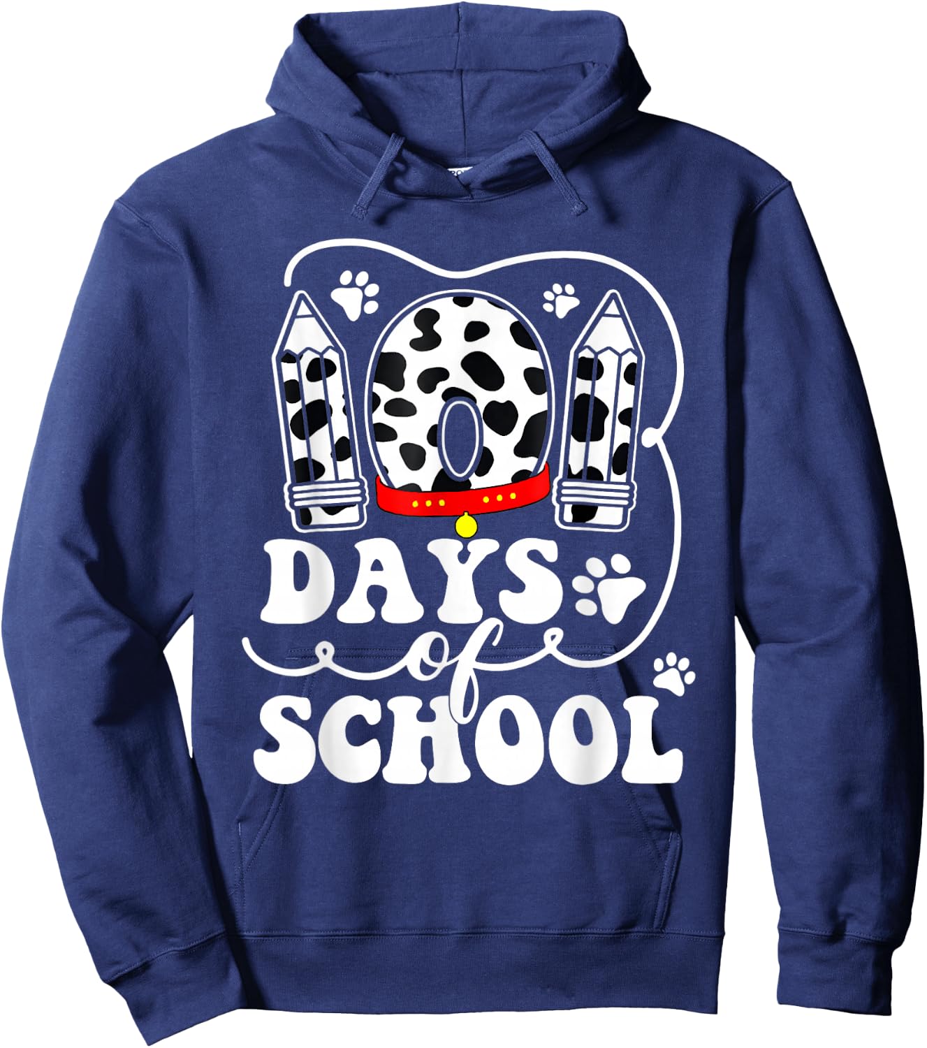 Happy 101 Days School Cute Dog Lover 100 Days Student Kids Hoodie - Hoodie | Navy