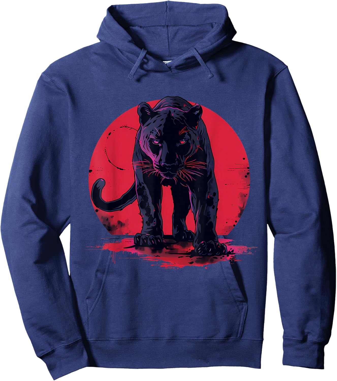 Panther Animal Art Splash Wildlife Motif Panther Lover Hoodie - Hoodie | Navy
