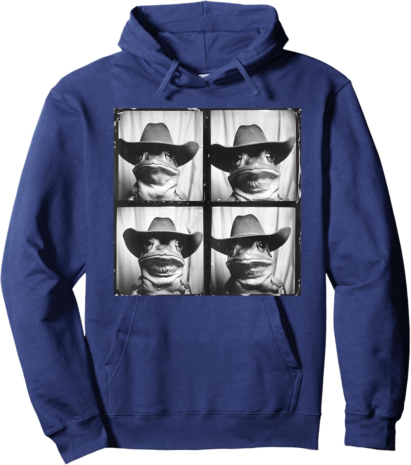 Frog Wearing Cowboy Hat Photoshoot Funny Animal Photobooth Hoodie - Hoodie | Navy