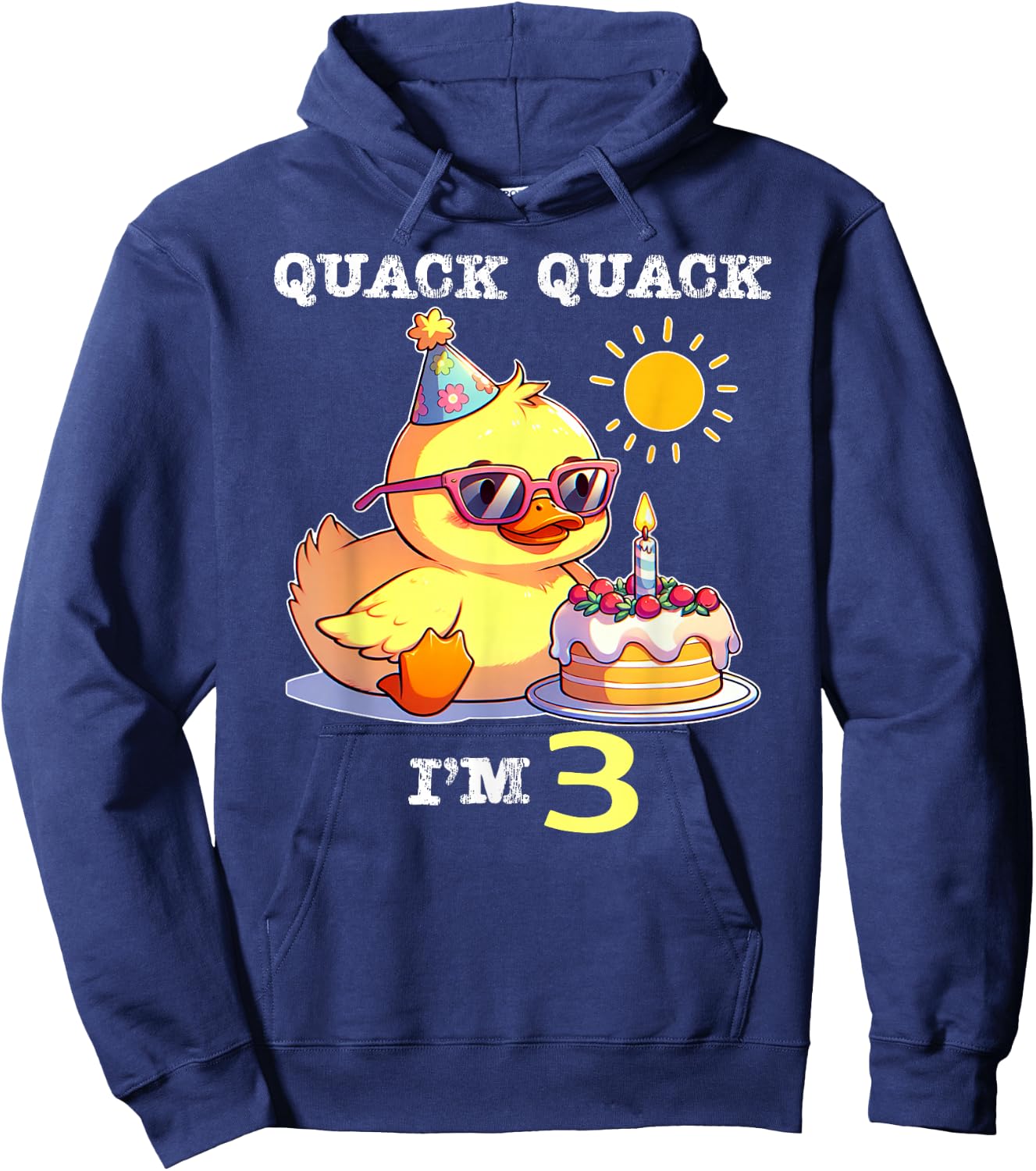 Kids 3rd Birthday Quack Im 3 Cute Duck Toddler Boy Girl Hoodie - Hoodie | Navy
