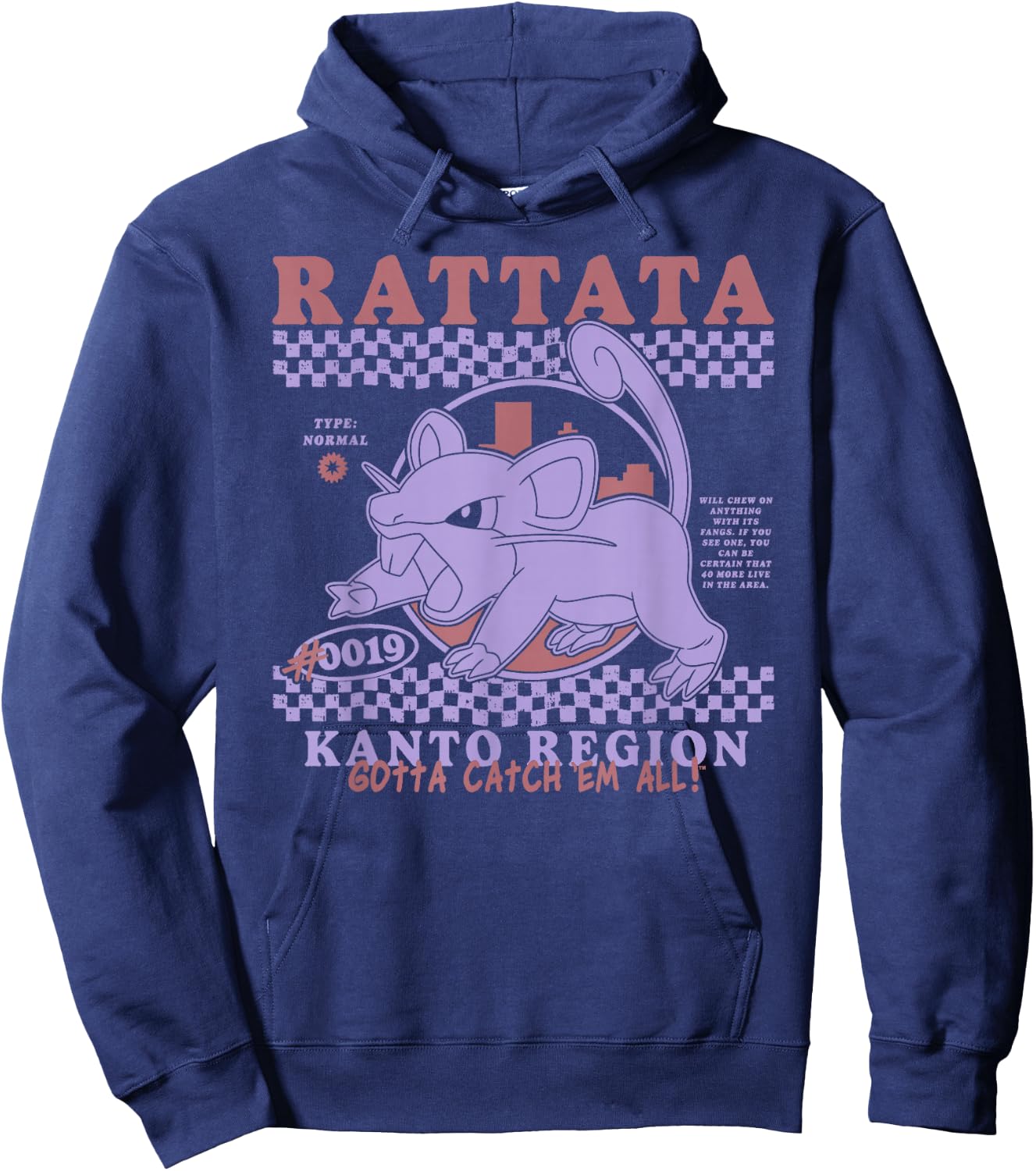 Pokémon Rattata Kanto Region Gotta Catch'em All! #0019 Hoodie - Hoodie | Navy
