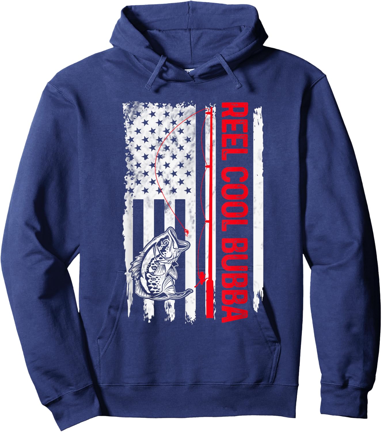 Reel Cool Bubba Fishing American Flag Funny Brother Hoodie - Hoodie | Navy