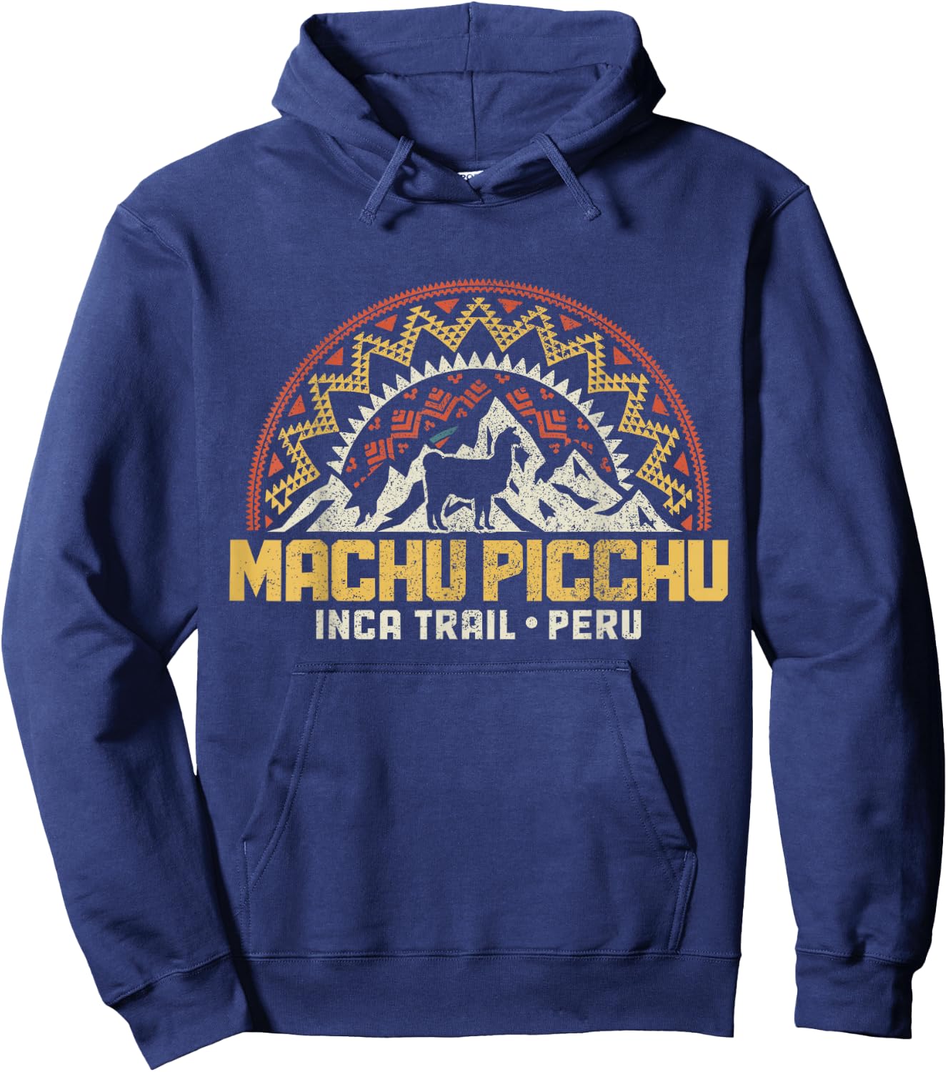 Machu Picchu Peru Inca Trail Souvenir Lama Alpaca Vintage Hoodie - Hoodie | Navy