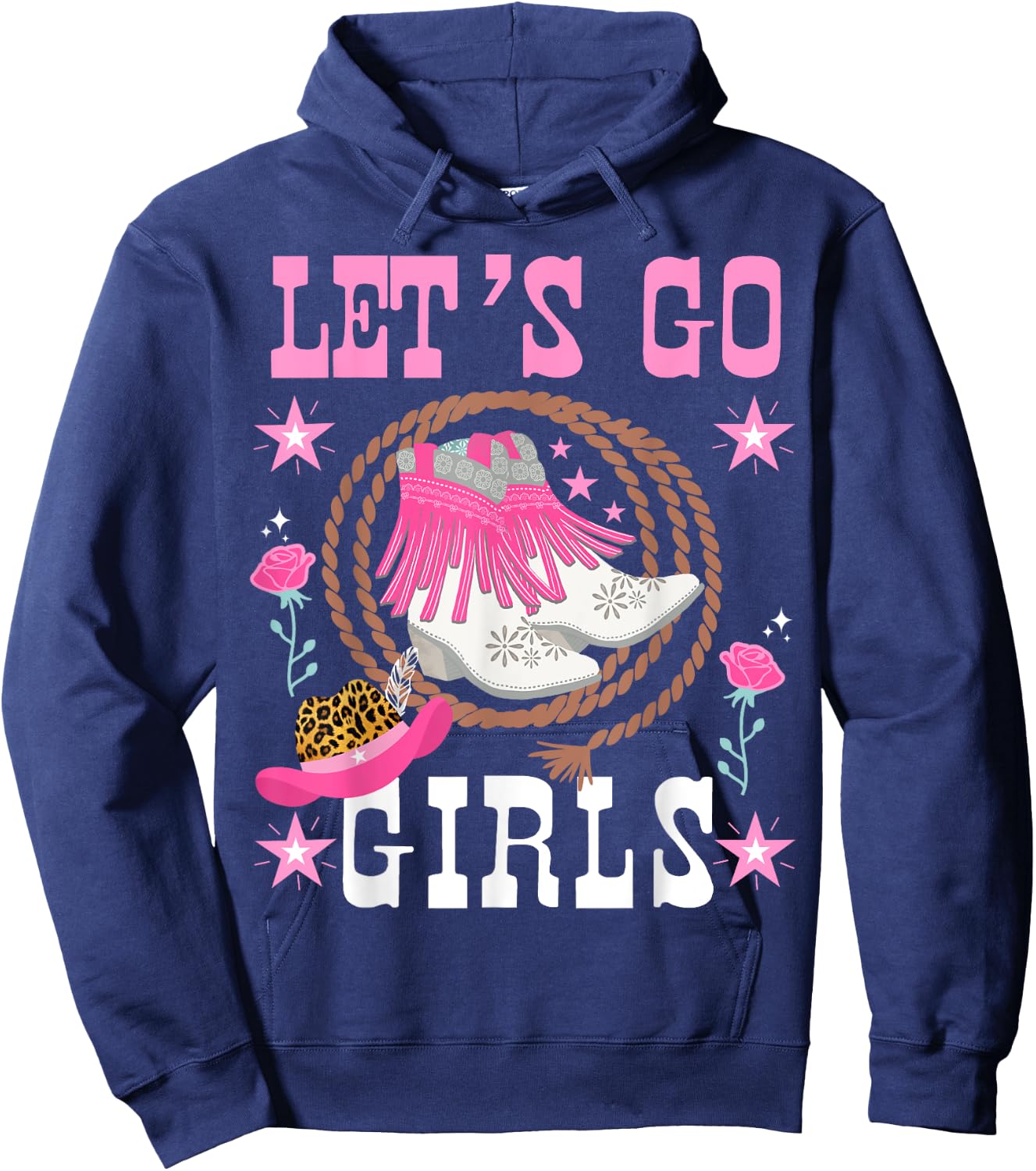 Western Cowgirls Country Western Rodeo Let's Go , Black, S Hoodie - Hoodie | Navy