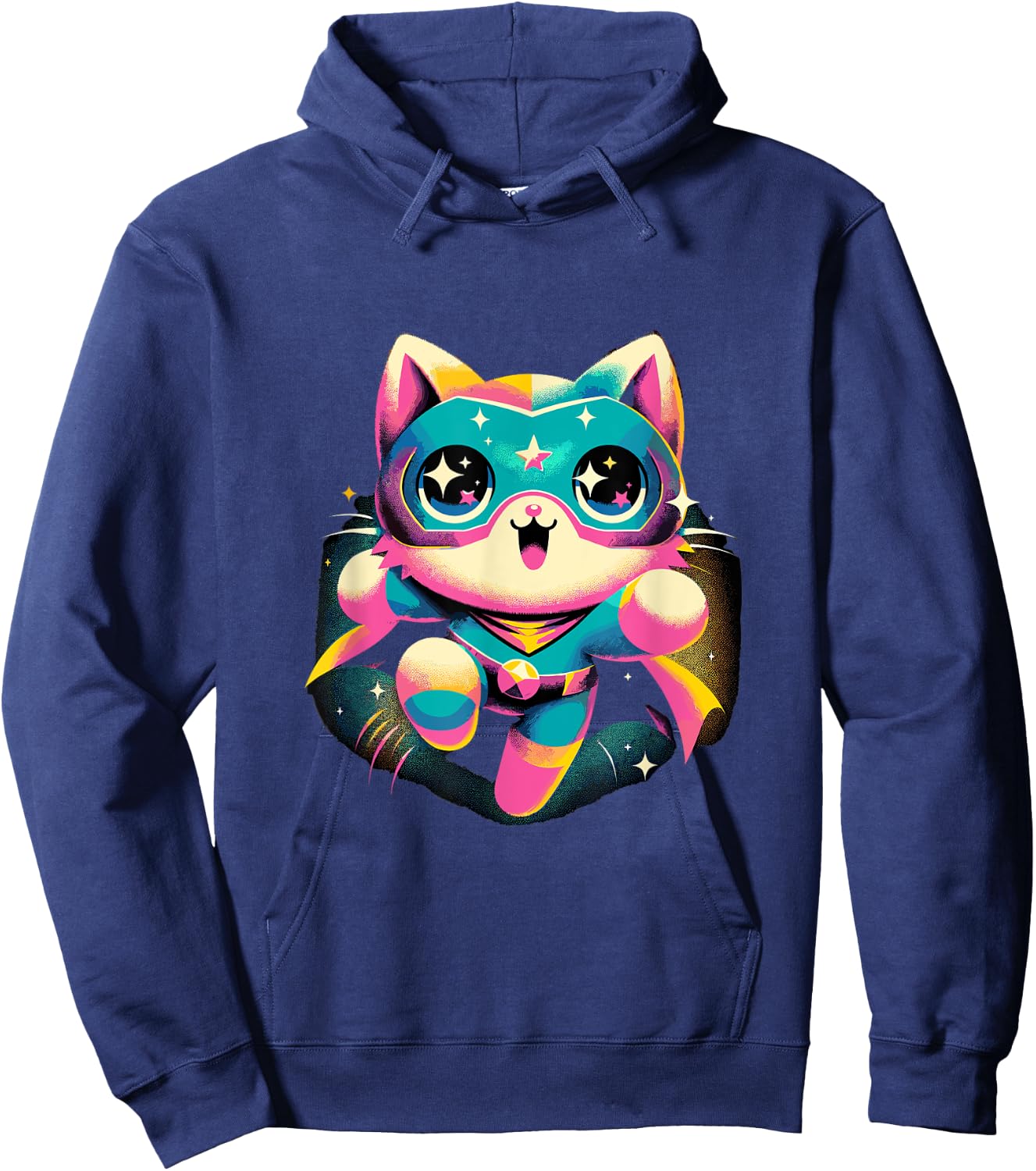 Kawaii Cat Hero - Cute Anime Superhero , Small, Black Hoodie - Hoodie | Navy