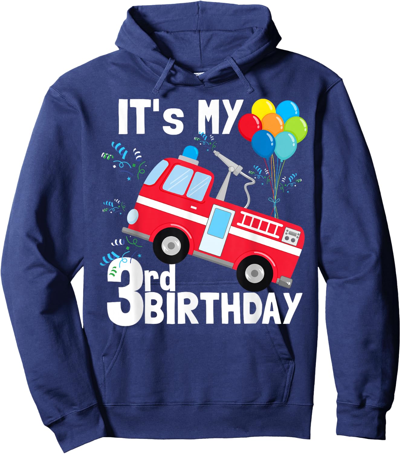 It's My 3rd Birthday Fire Truck 3 Birthday Boy Gift Hoodie - Hoodie | Navy