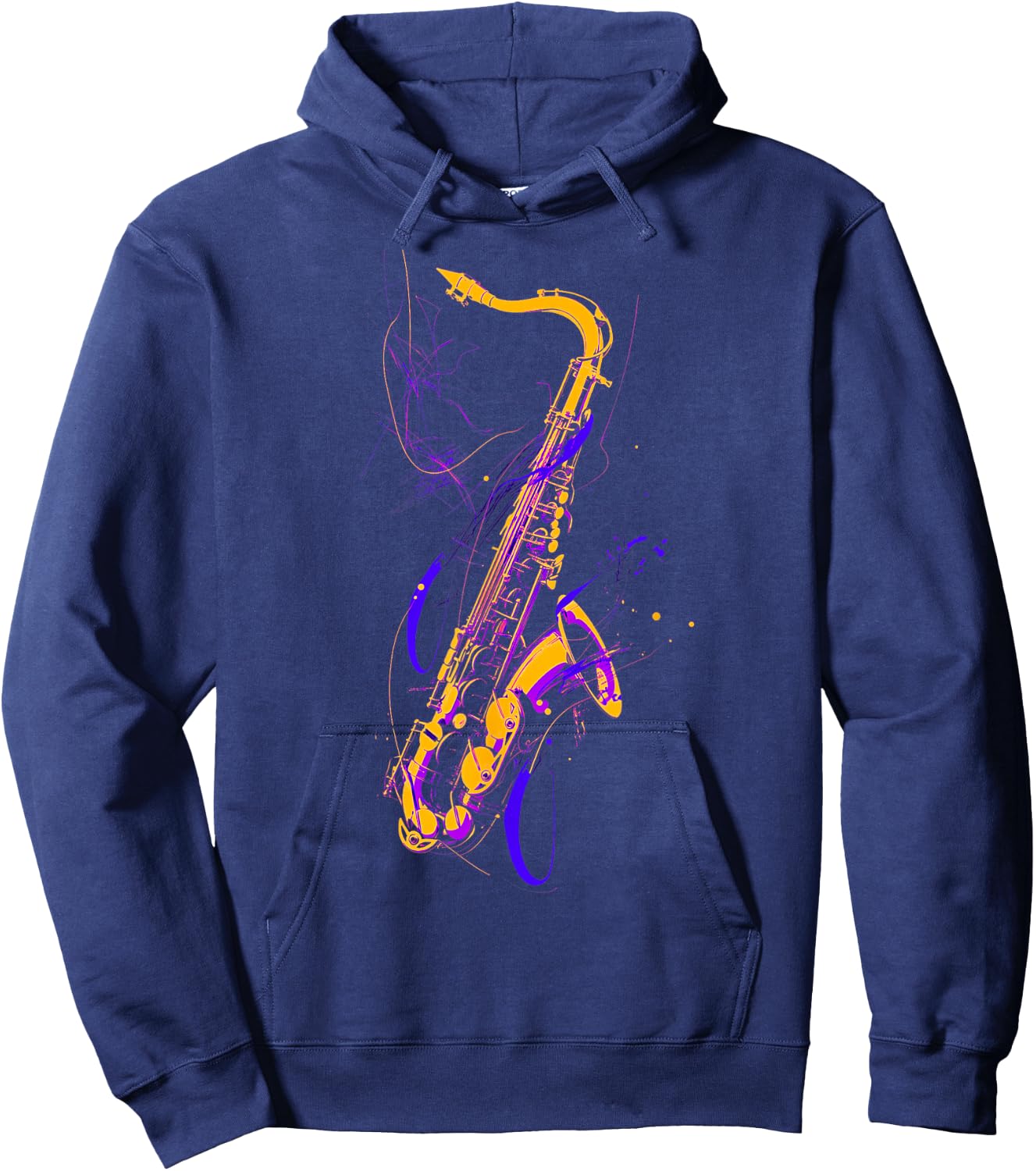 Saxophone , Black, S Hoodie - Hoodie | Navy