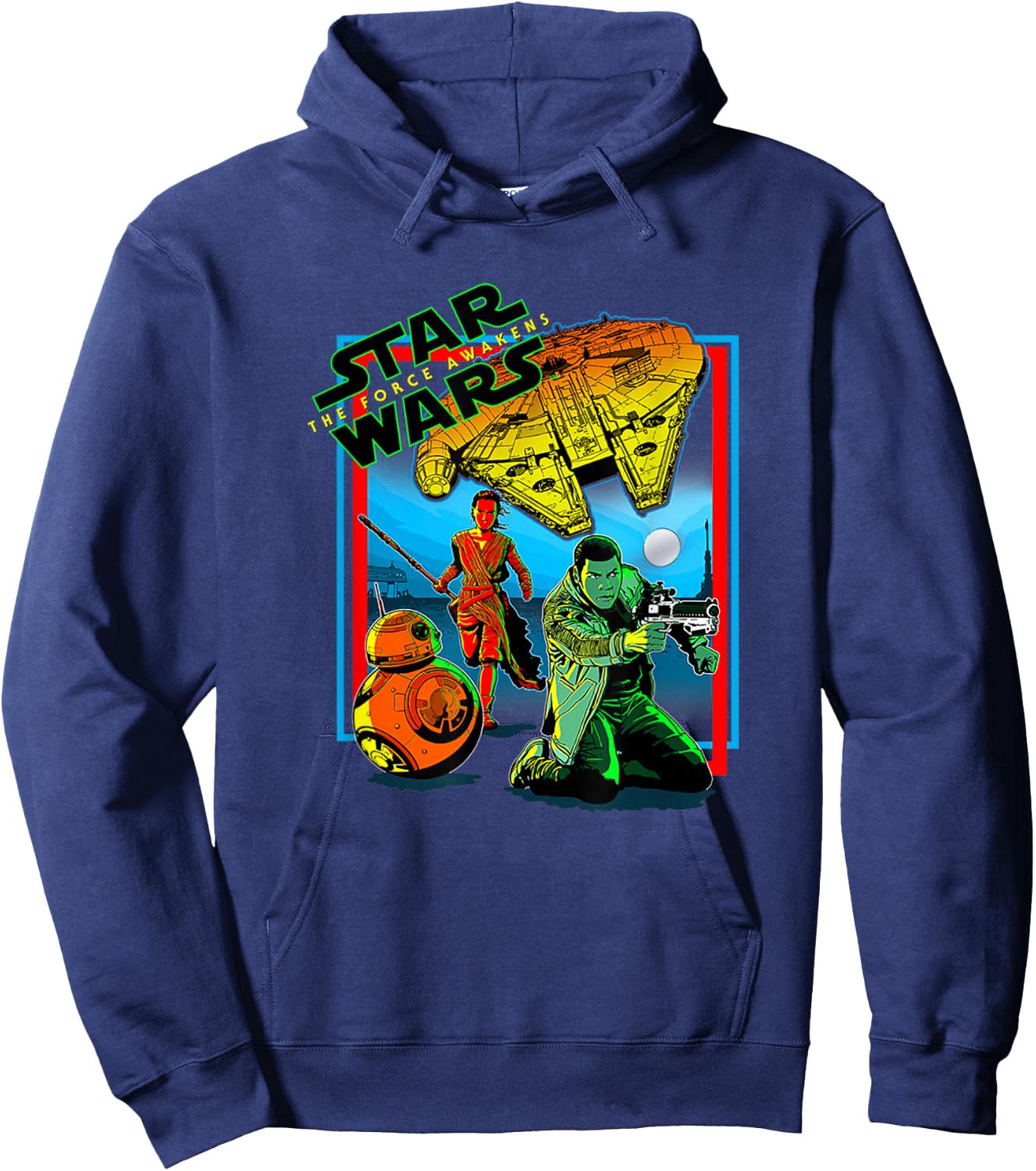 Star Wars The Force Awakens Ray Finn BB-8 Comic Cover Style Hoodie - Hoodie | Navy