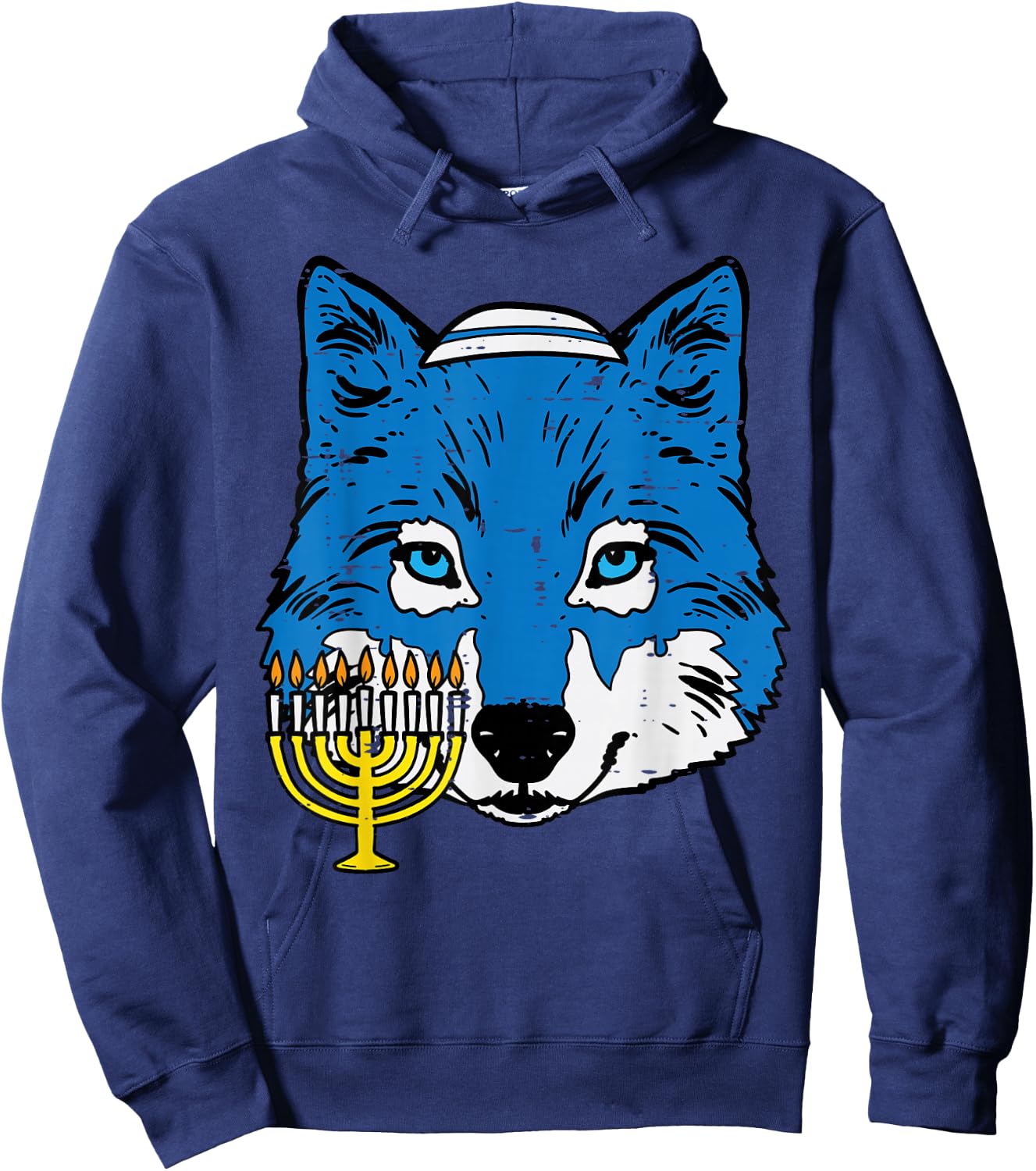 Hanukkah Wolf Chanukah Jewish Men Women Kids Boys Girls Hoodie - Hoodie | Navy